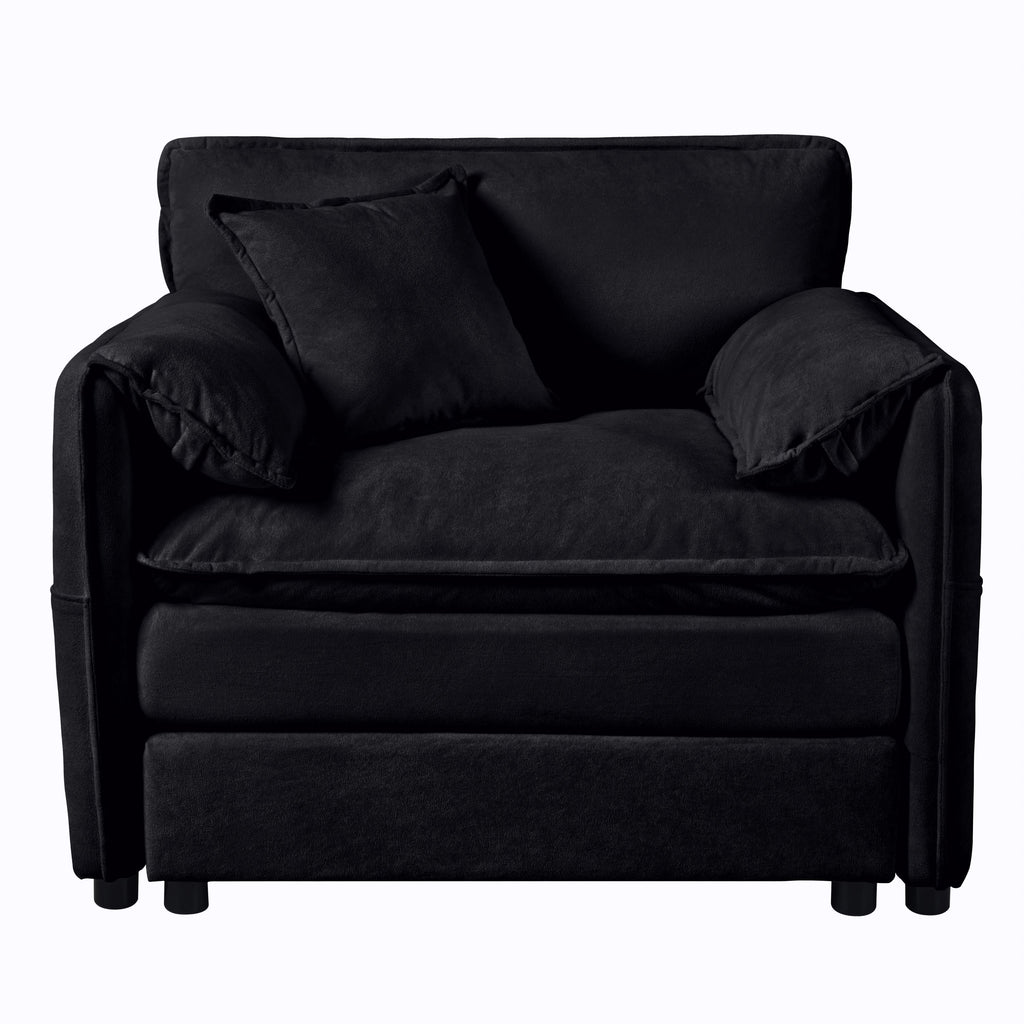 Oversized 41.73' Sofa Chair, Modern Upholstered Armchair with 1 Toss Pillow, Modular Sectional Sofa for Living Room, Deep Seat Reading Sofa for Bedroom Apartment, DIY Combination Chenille,Black