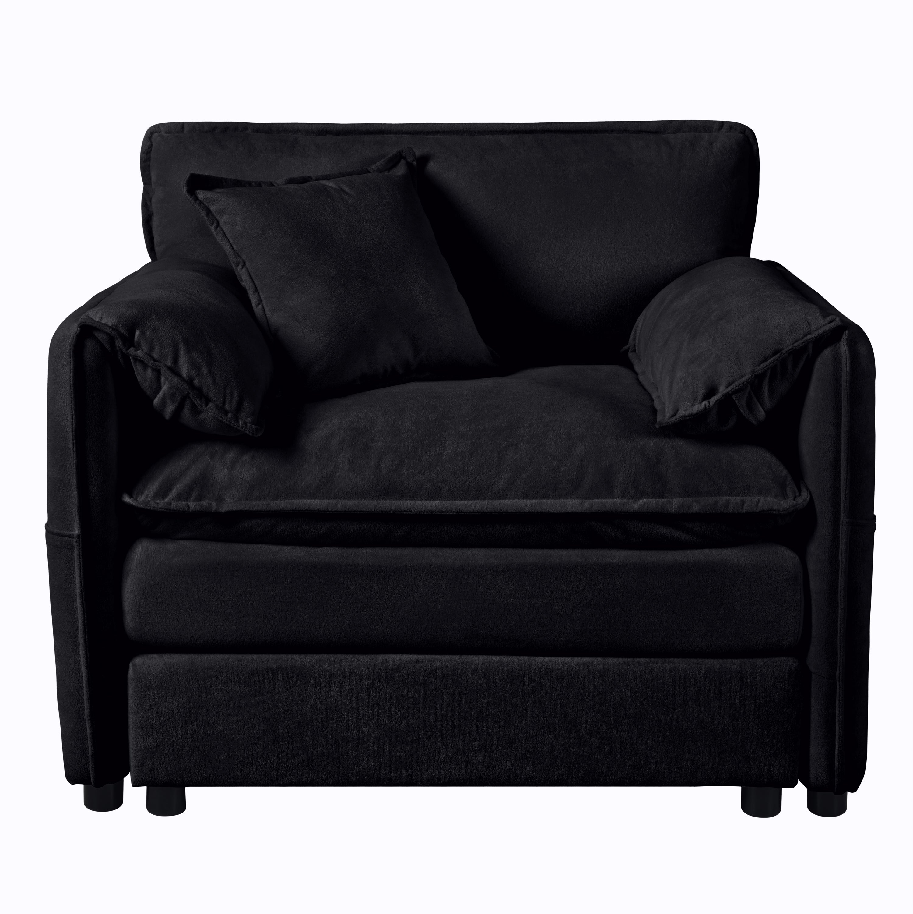Oversized 41.73' Sofa Chair, Modern Upholstered Armchair with 1 Toss Pillow, Modular Sectional Sofa for Living Room, Deep Seat Reading Sofa for Bedroom Apartment, DIY Combination Chenille,Black