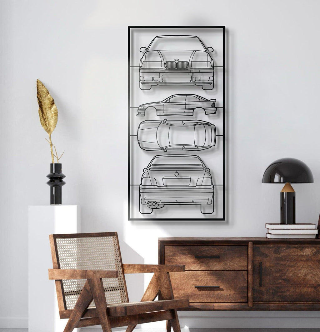 E36 Quad Profile Metal Frame Silhouette - MT1433