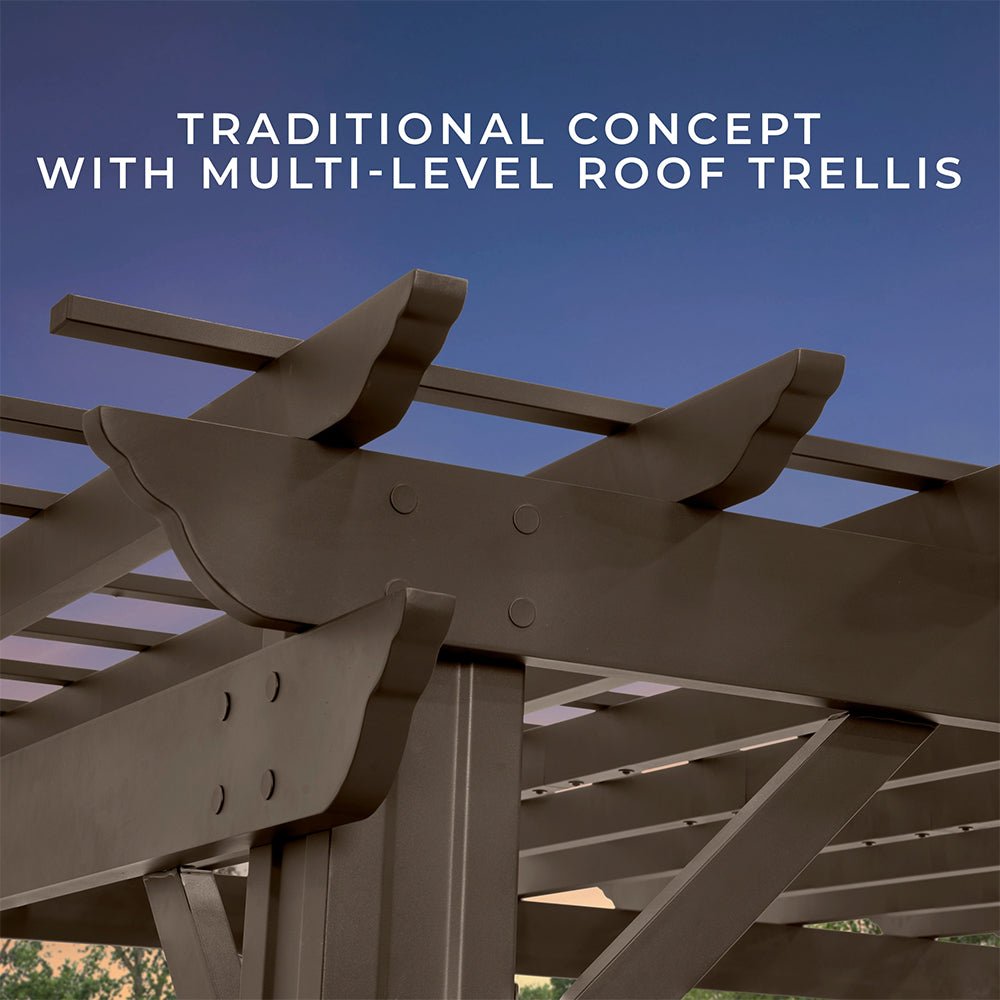 [10x12FT] Heavy Duty Backyard Galvanized Steel Powder Coated Pergola (91358672)