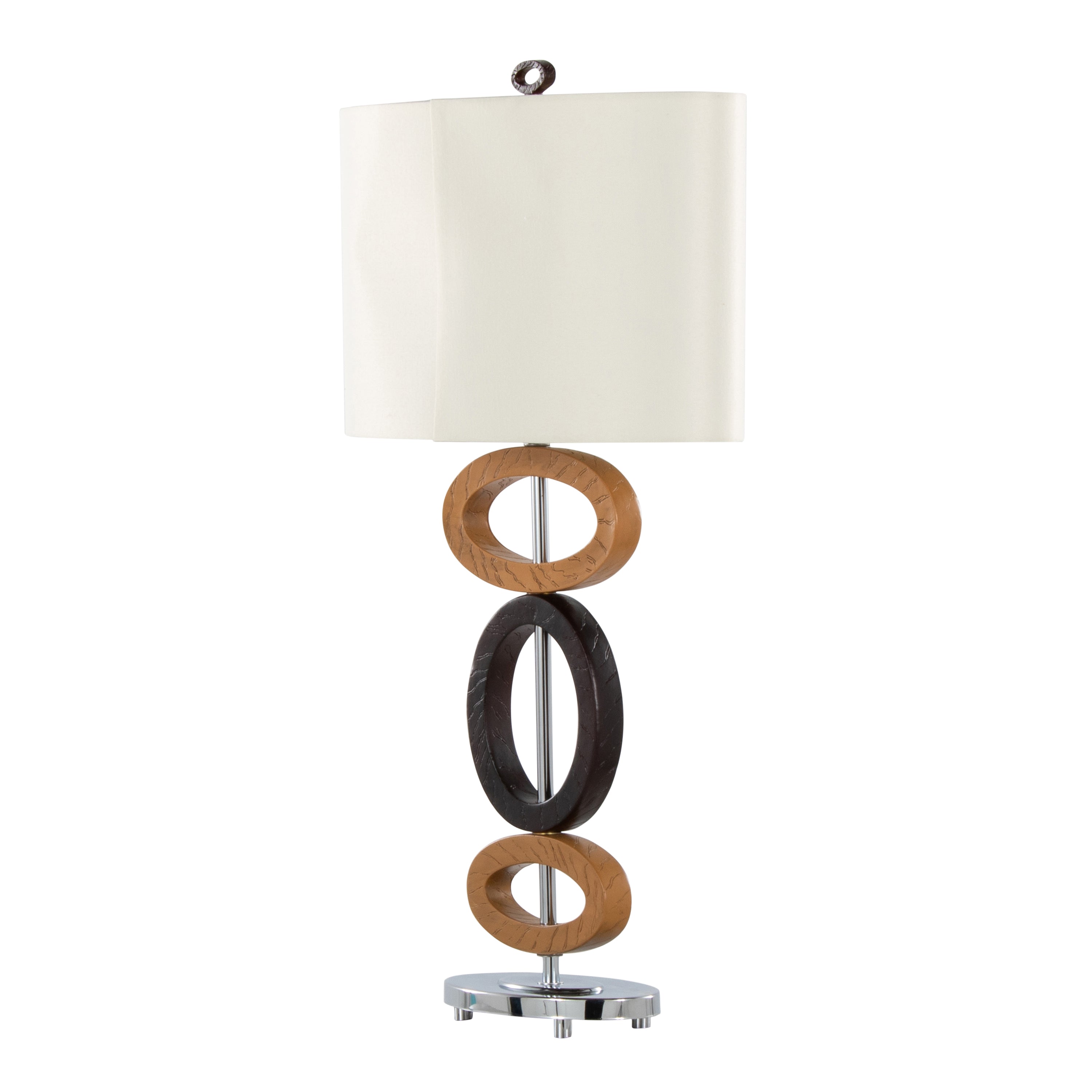 Hoops 29' Polyresin Table Lamp in Cedar Wood and Bronze Polyresin with Chrome Metal Accents and White Linen Shade from Grandview Gallery by LumiSource - Set of 2