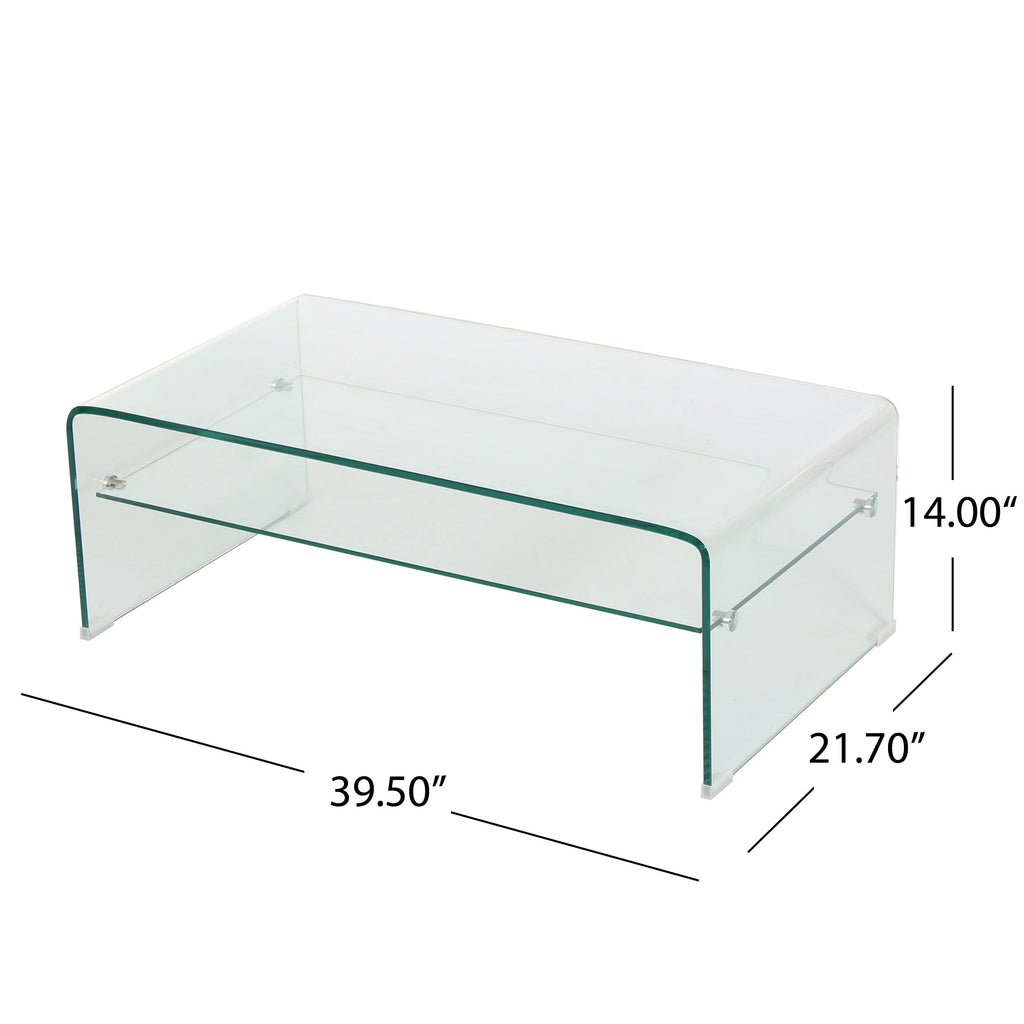 COFFEE TABLE 12MM TEMPERED BENT GLASS ,8MM SHELF GLASS