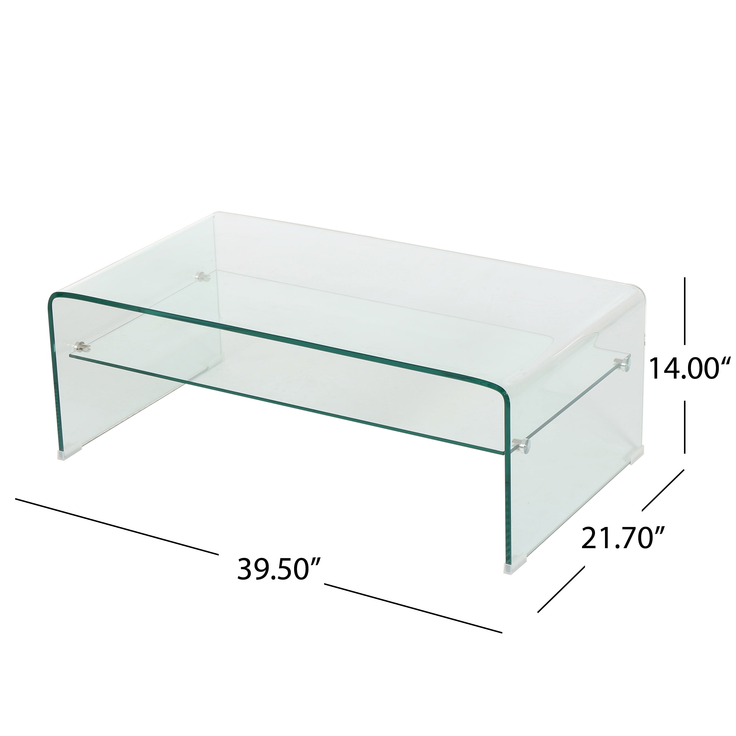 COFFEE TABLE 12MM TEMPERED BENT GLASS ,8MM SHELF GLASS