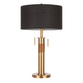 Trophy Industrial Table Lamp in Antique Brass with Black Linen Shade by LumiSource