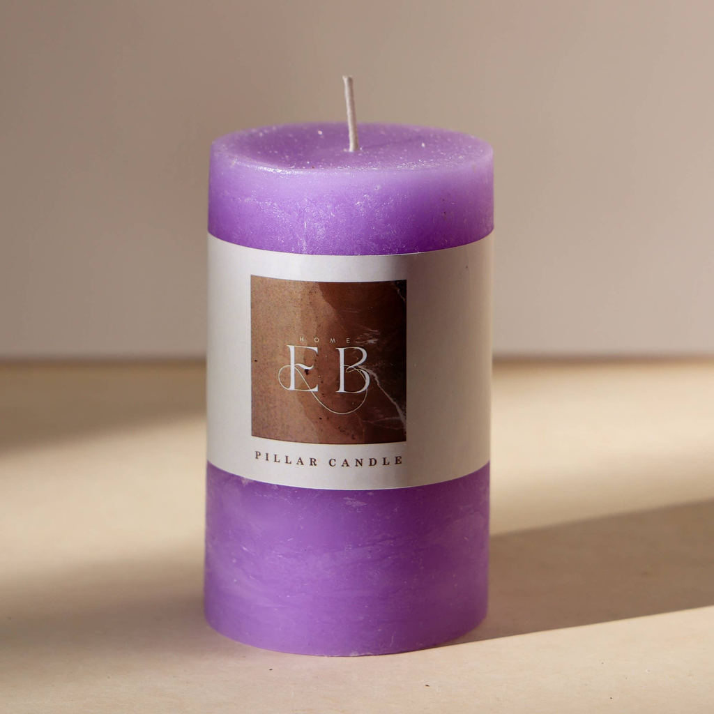 Rustic Pillar Candle 3'x5' Purple