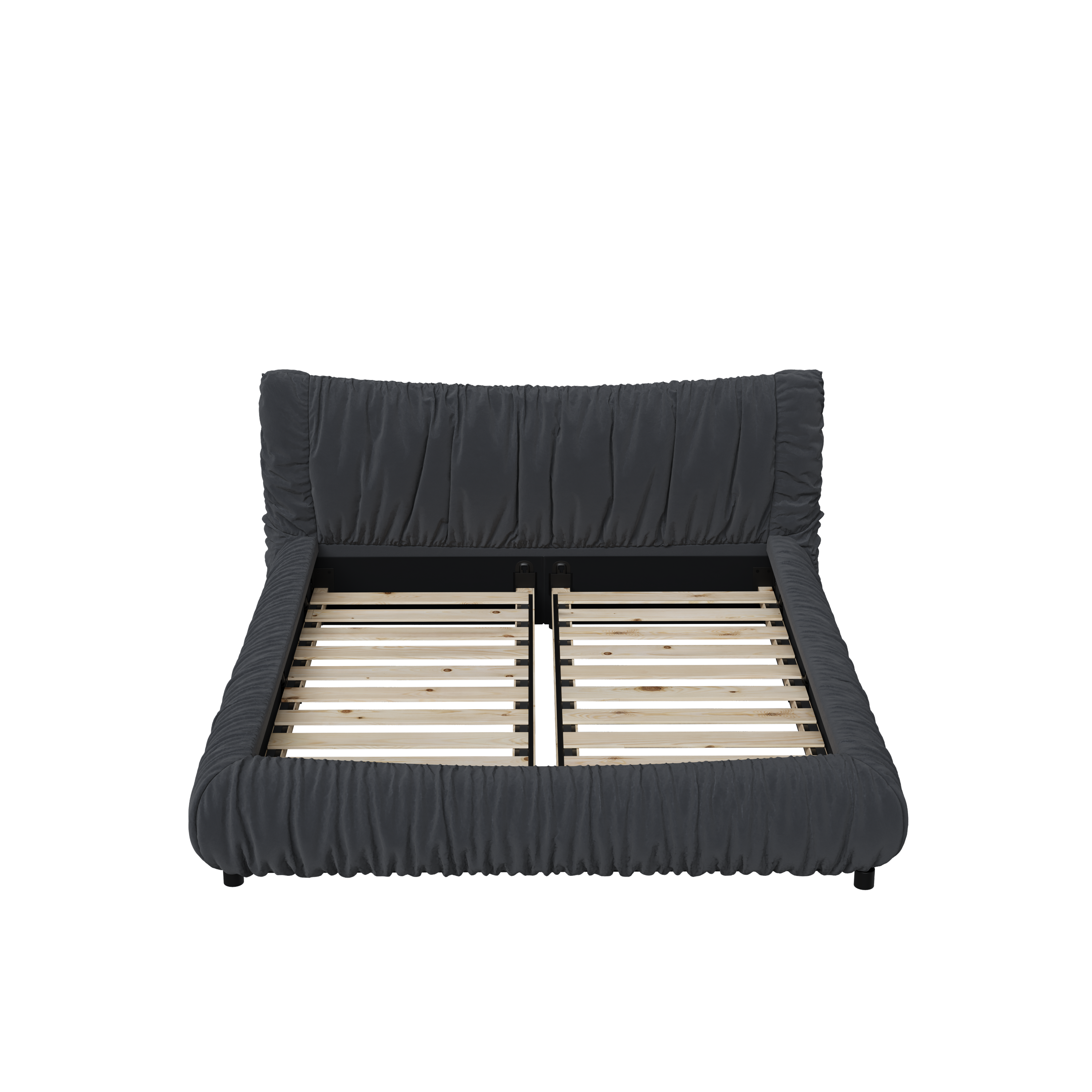King Size Luxury Upholstered Platform Bed with Removable Cushion and Solid Wood Frame,suitable for Multiple heights of mattresses,DARK GREY