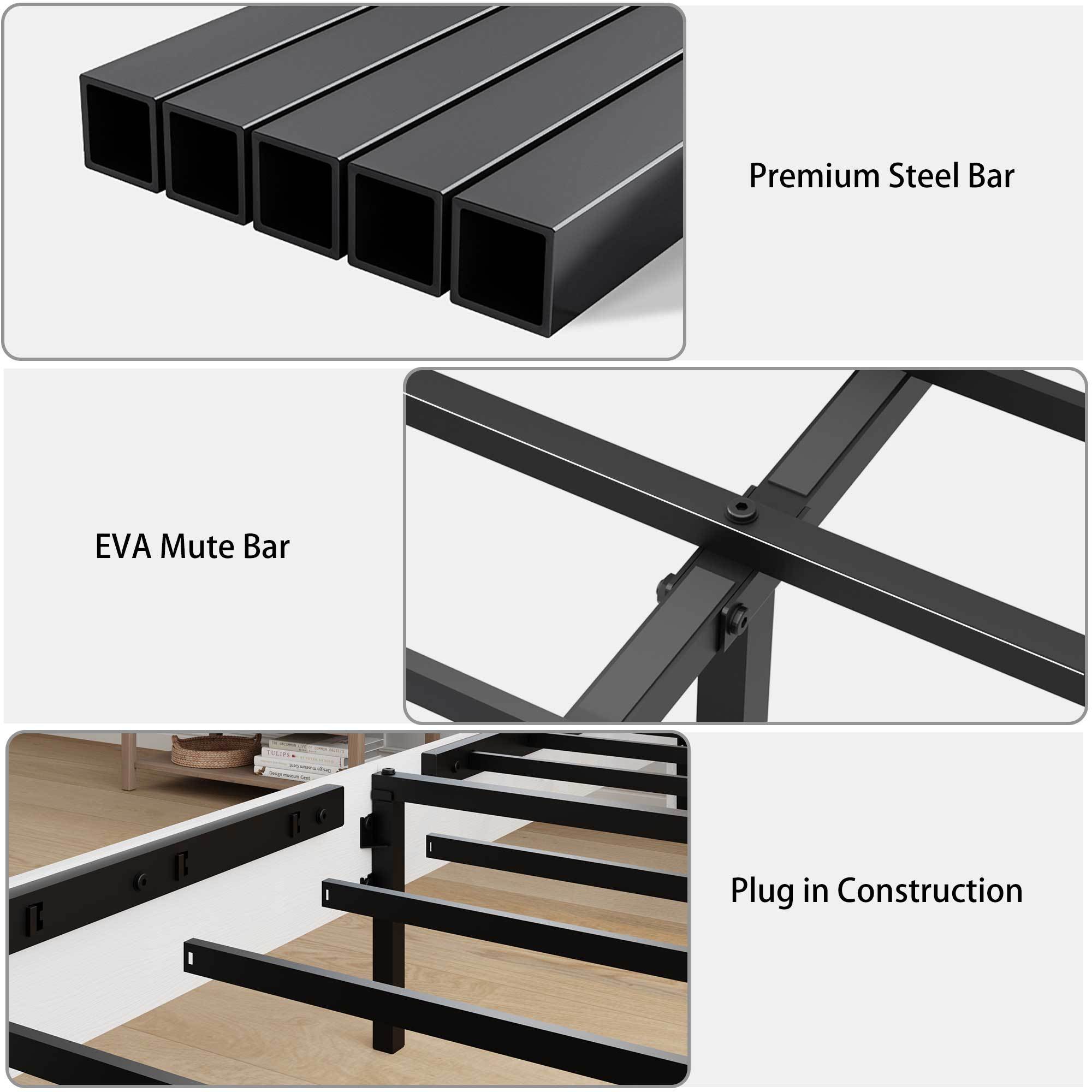 Full Bed Frame Headboard , Wood Platform Bed Frame , Noise Free,No Box Spring Needed and Easy Assembly Tool,Large Under Bed Storage,White