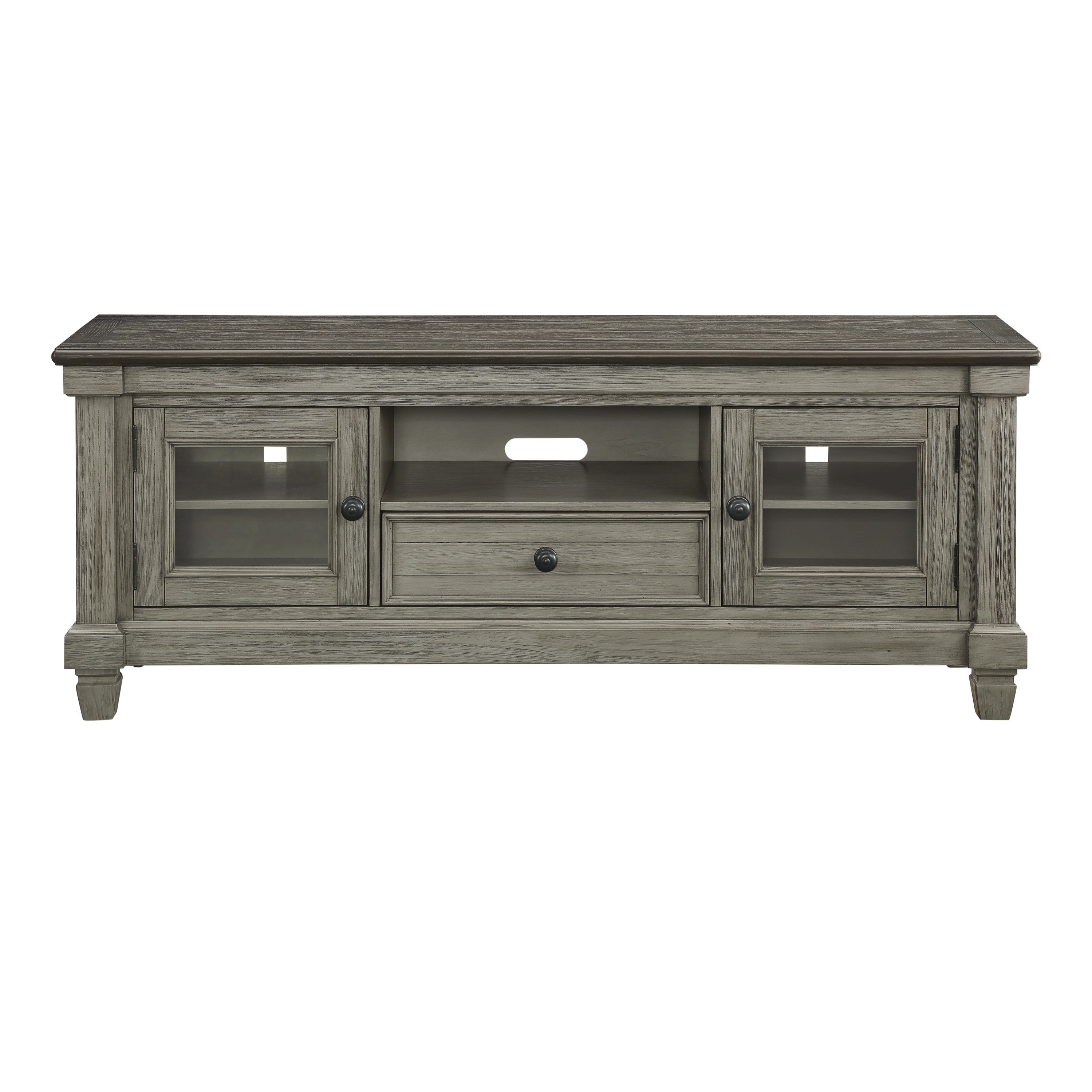 1pc TV Stand with Drawer Storage Cabinets Wooden Living Room Furniture, Coffee and Antique Gray Finish TV Console Table