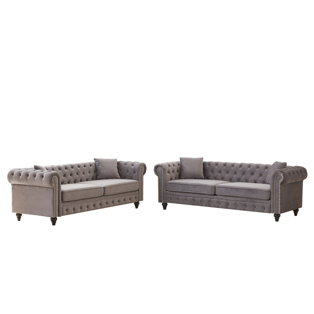 FX 3 Seats + 3 Seats Combo Sofa Modern living room sofa with solid wood frame and wooden feet, 4 cushions, apartment sofa furniture for living room, living room, office
