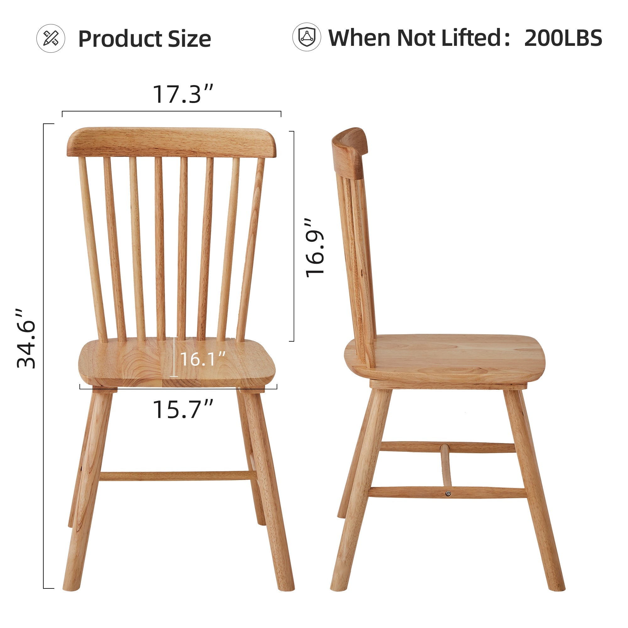 4pieces of dining chair, natural, rubber wood material, dining chair, solid wood chair, solid wood dining table chair, living room chair, simple and natural
