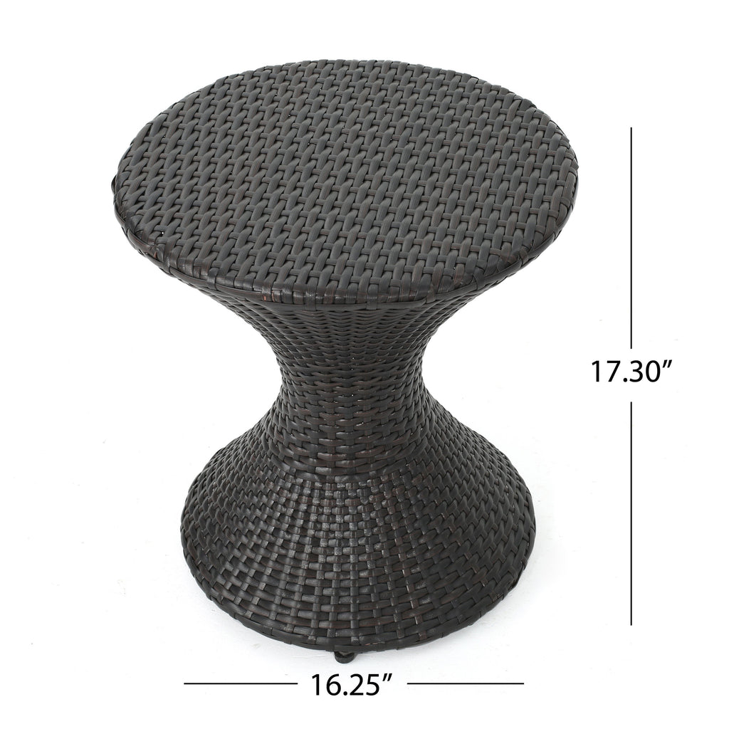 Highest-quality Wicker Hourglass-shaped Side Table, Brown Multi