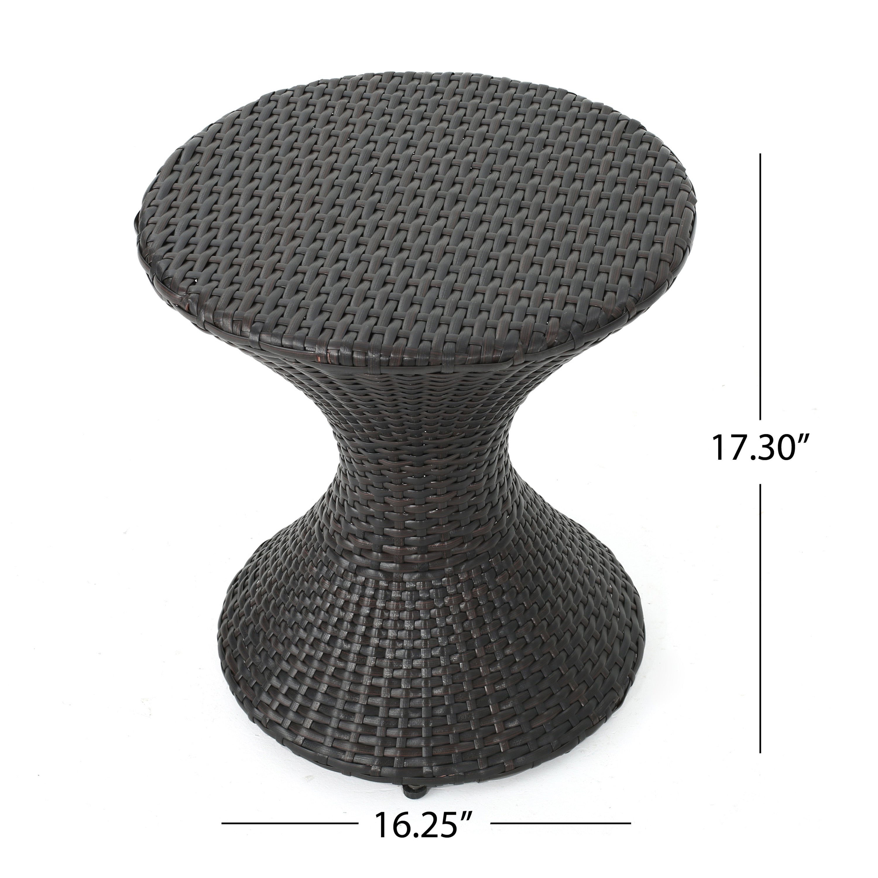 Highest-quality Wicker Hourglass-shaped Side Table, Brown Multi