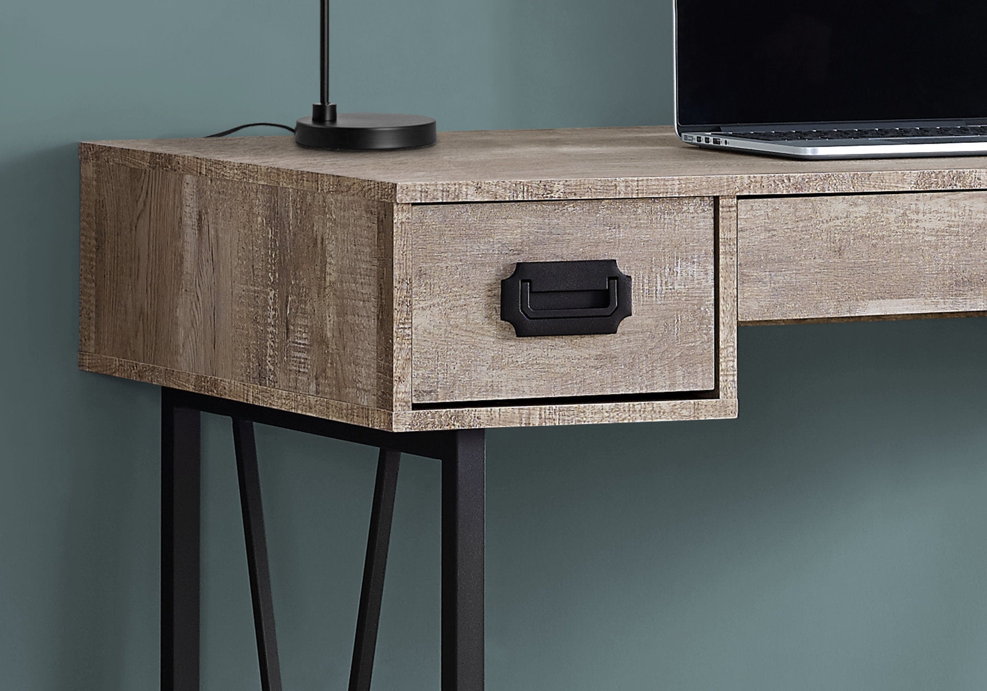 Computer Desk, Home Office, Laptop, Storage Drawers, 48'l, Work, Beige Laminate, Black Metal, Transitional