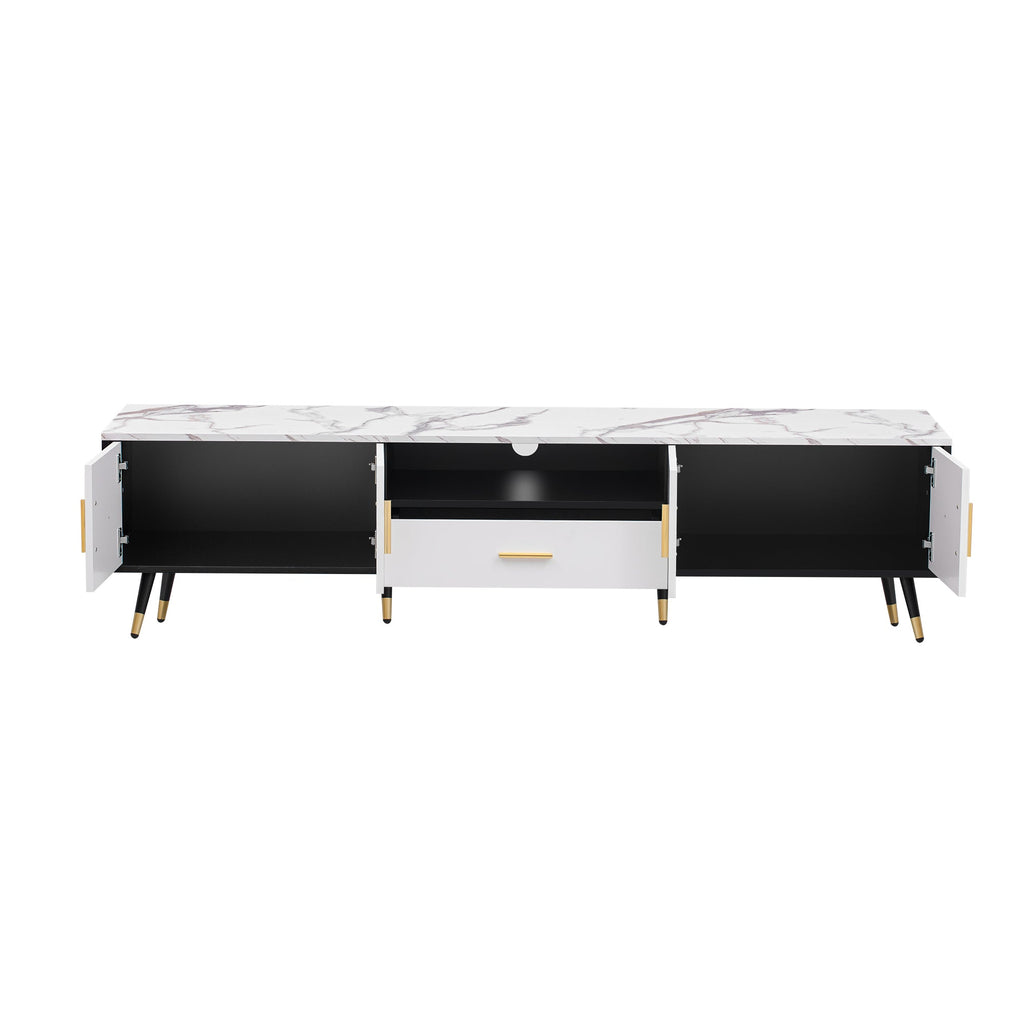 71'' Modern TV Stand with 2 Cabinets&  Open Compartments, Entertainment Center for TVs up to 80'', Television Console for Living Room, Bedroom, Home Theatre