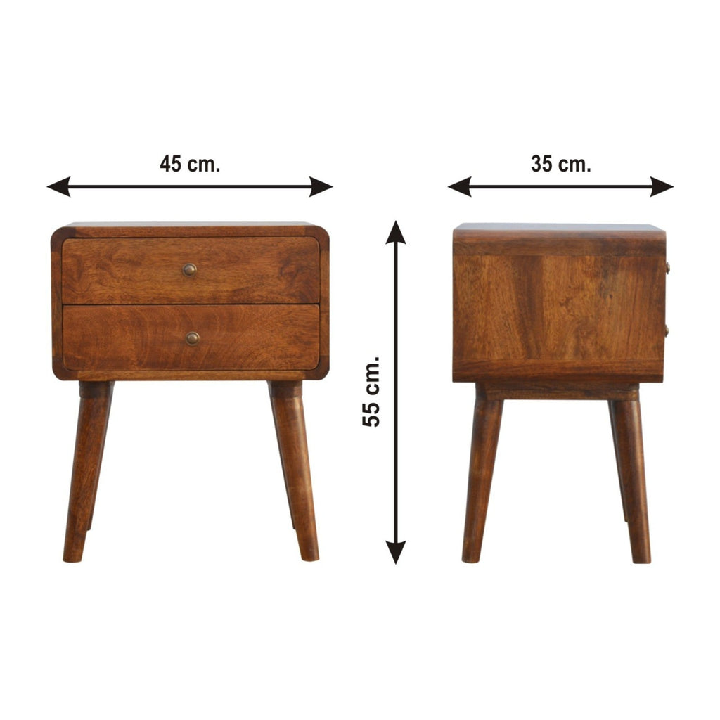 Curved Chestnut Bedside
