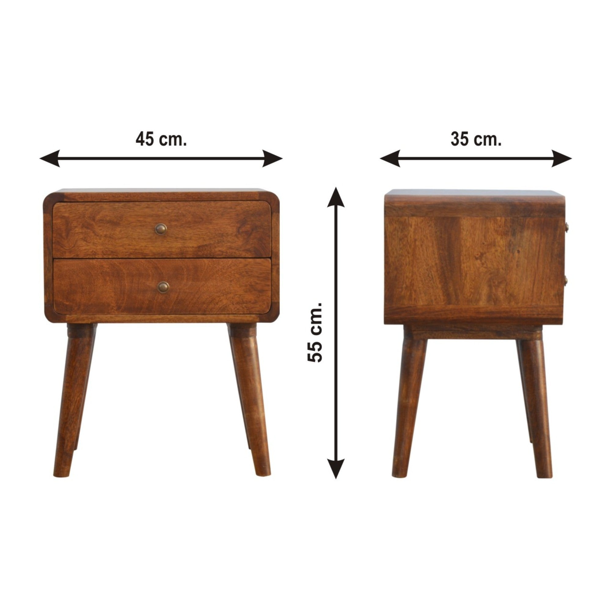 Curved Chestnut Bedside