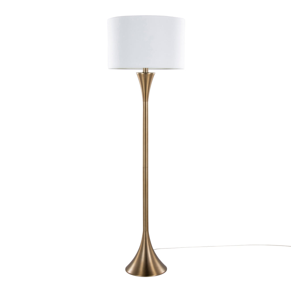 Lenuxe 65' Contemporary Metal Floor Lamp in Matte Golden Bronze Metal and White Linen from Grandview Gallery by LumiSource