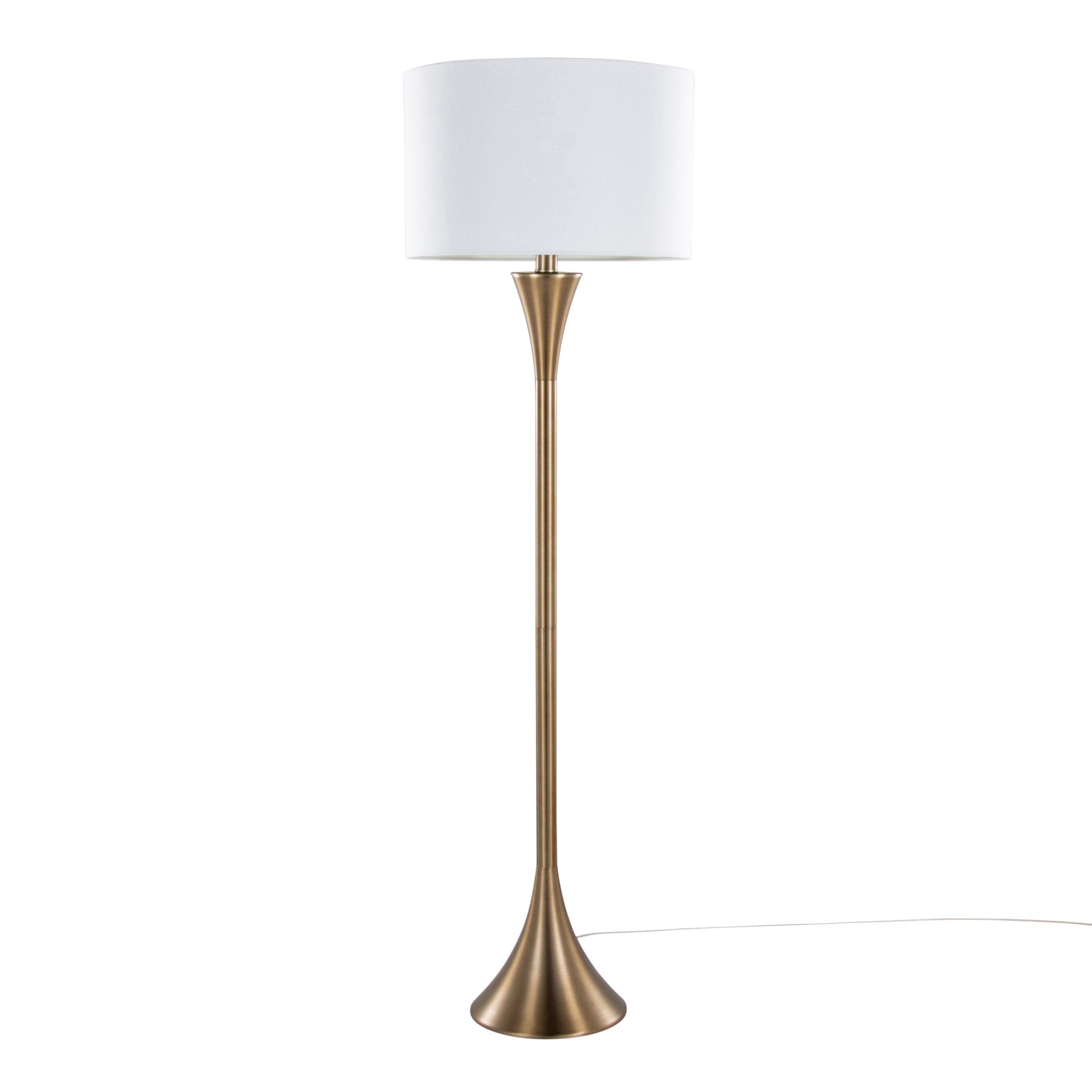 Lenuxe 65' Contemporary Metal Floor Lamp in Matte Golden Bronze Metal and White Linen from Grandview Gallery by LumiSource