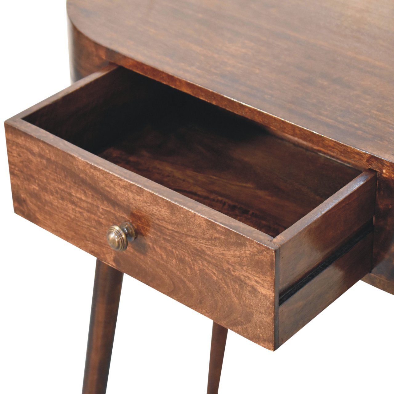 Solid Wood Honey Caramel Rounded Small Console Table