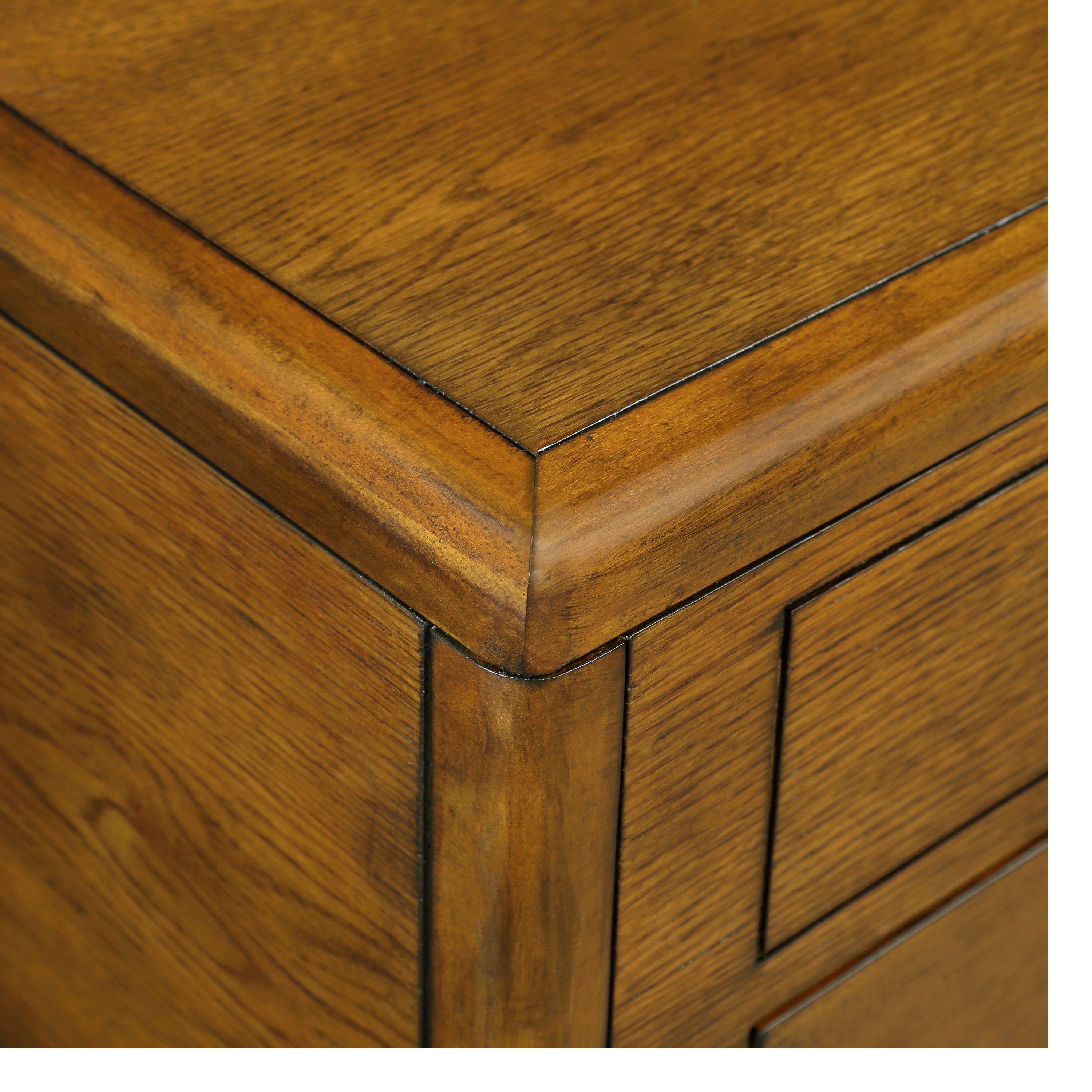 Solid Wood Rectangle Coffee Table for Living Room, 40-Inch Antique Coffee Table with 4 Drawers, Wood Center Table Tea Table with Rivet Decoration Legs.Easy Assembly,  Antique Brown