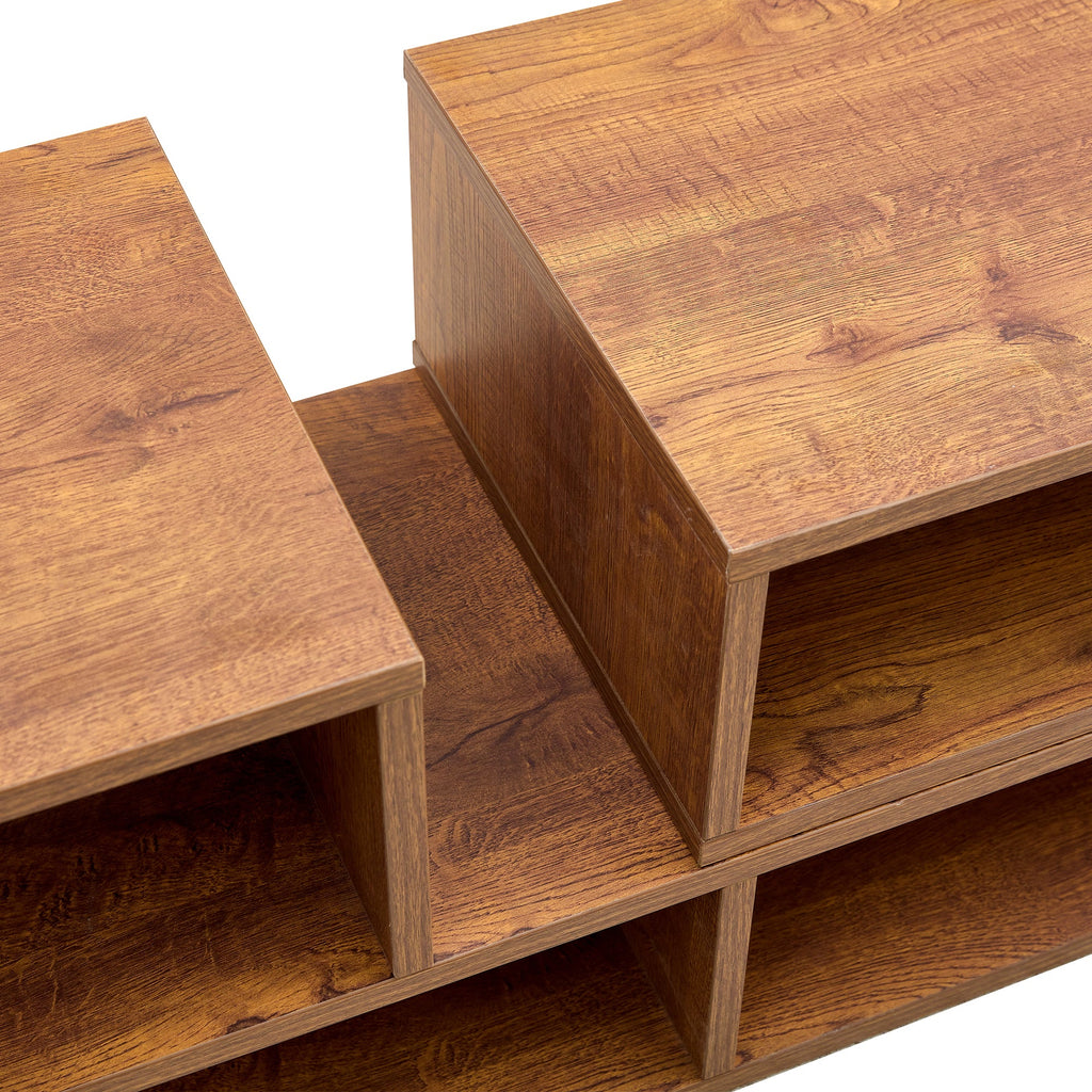 Modern 2-Piece Cube TV Stand with Open Storage, L-Shaped Design, Walnut MDF, 47.2' x 12' x 13.4'