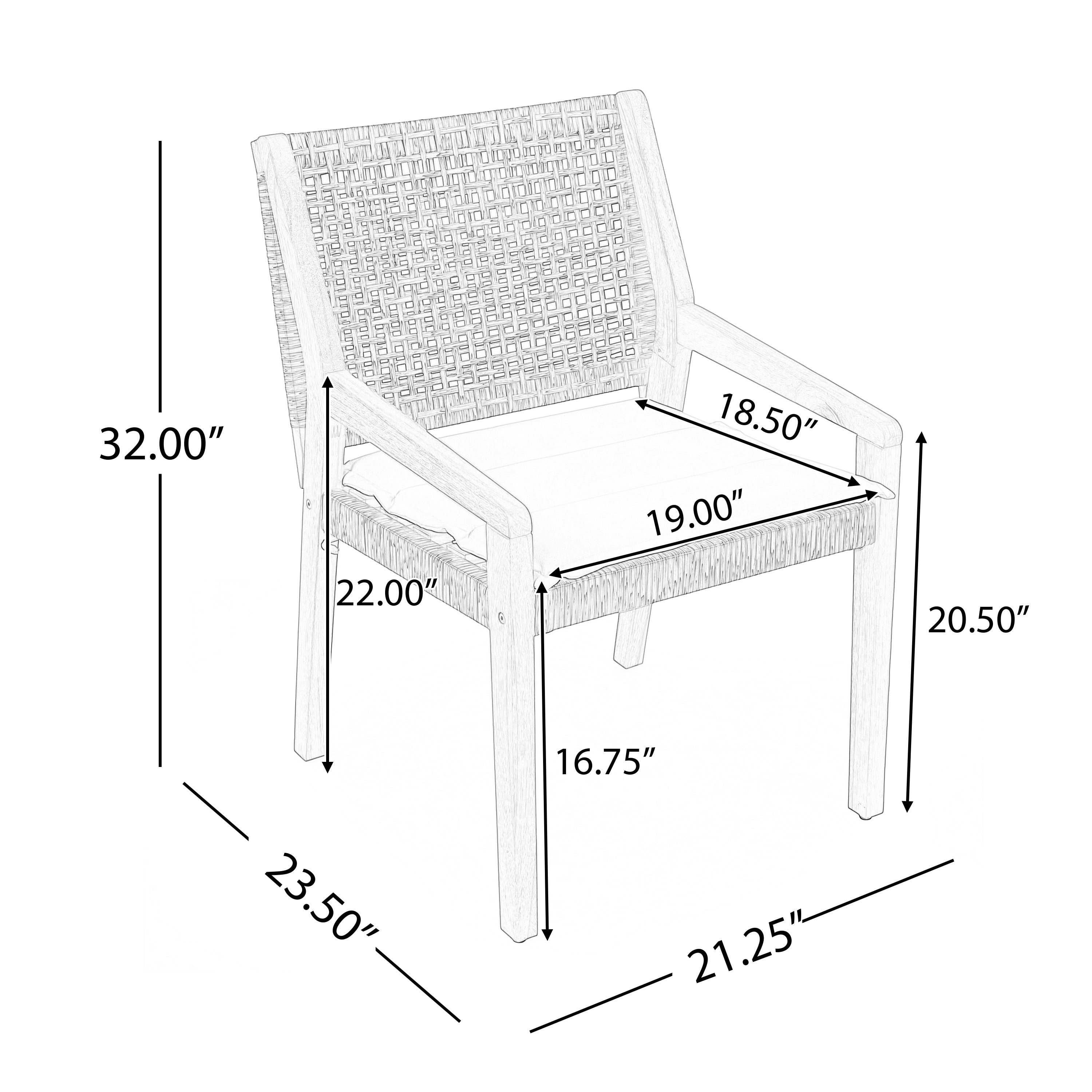Outdoor Dining Set – Premium Acacia Wood Della Table & Wicker Chairs with Cream Cushion for Comfortable Dining Experience,Suitable for large gatherings(1 Table + 4 Chairs)