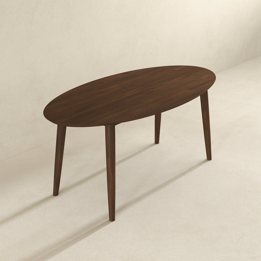 Ada Mid Century Modern Solid Wood Walnut Oval Dining Table for Dining Room or Kitchen 29.5'H x 35.4'D x 66.9'W Kitchen Dining Room Dinner Pedestal Table,Space Saving Wood Kitchen & Dining Room