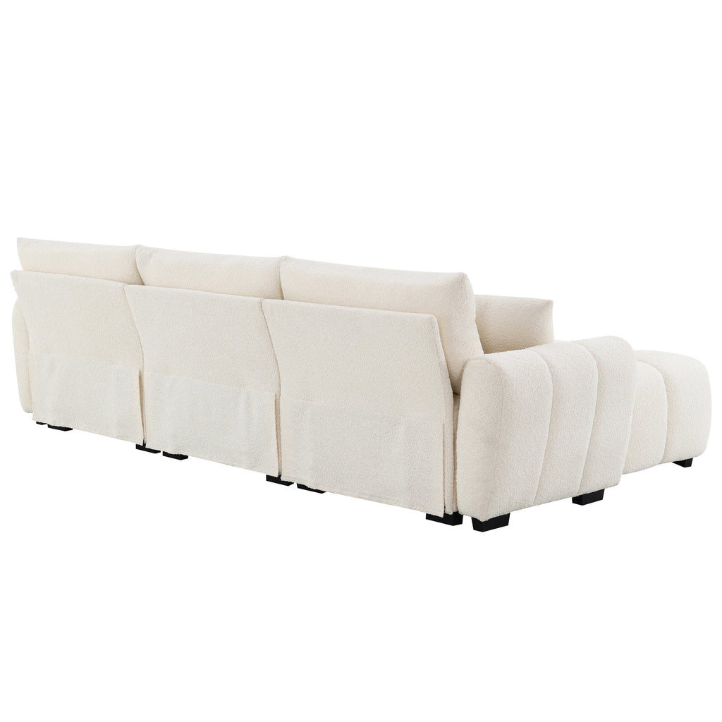 110' Modular Sectional Sofa, L Shape with Extra-large Seat, Pull-line Design, Movable Ottoman, High Density Foam, Free Combination, Sturdy Metal&Wood Frame, Boucle Fabric, 3 Colors