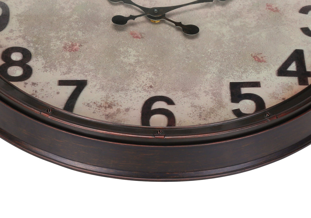 Clocks, 20' Round, Wall Clock, Antique Brown, Transitional