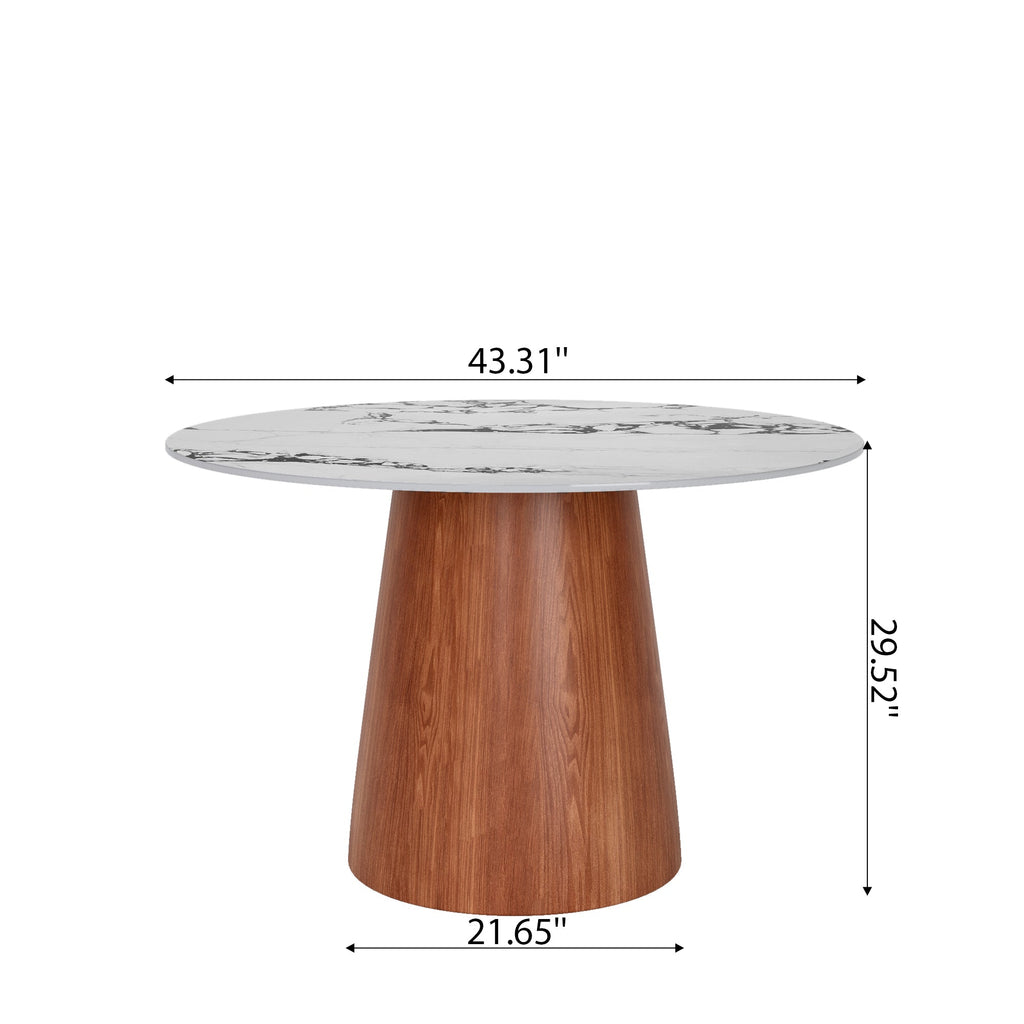 Small Round Solid Wood Pedestal Dining Table Table 43' For 2-4 People -  White Black