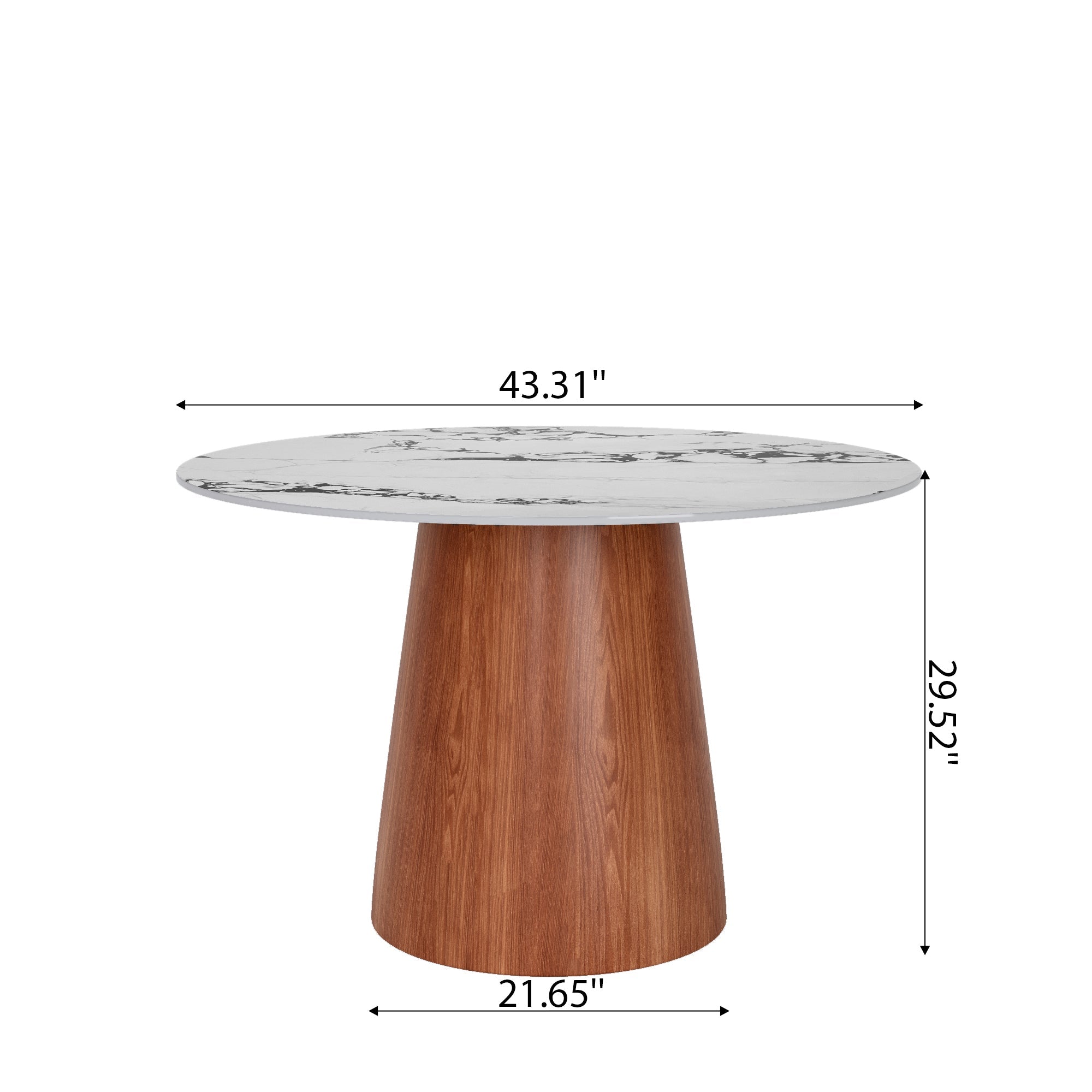 Small Round Solid Wood Pedestal Dining Table Table 43' For 2-4 People -  White Black