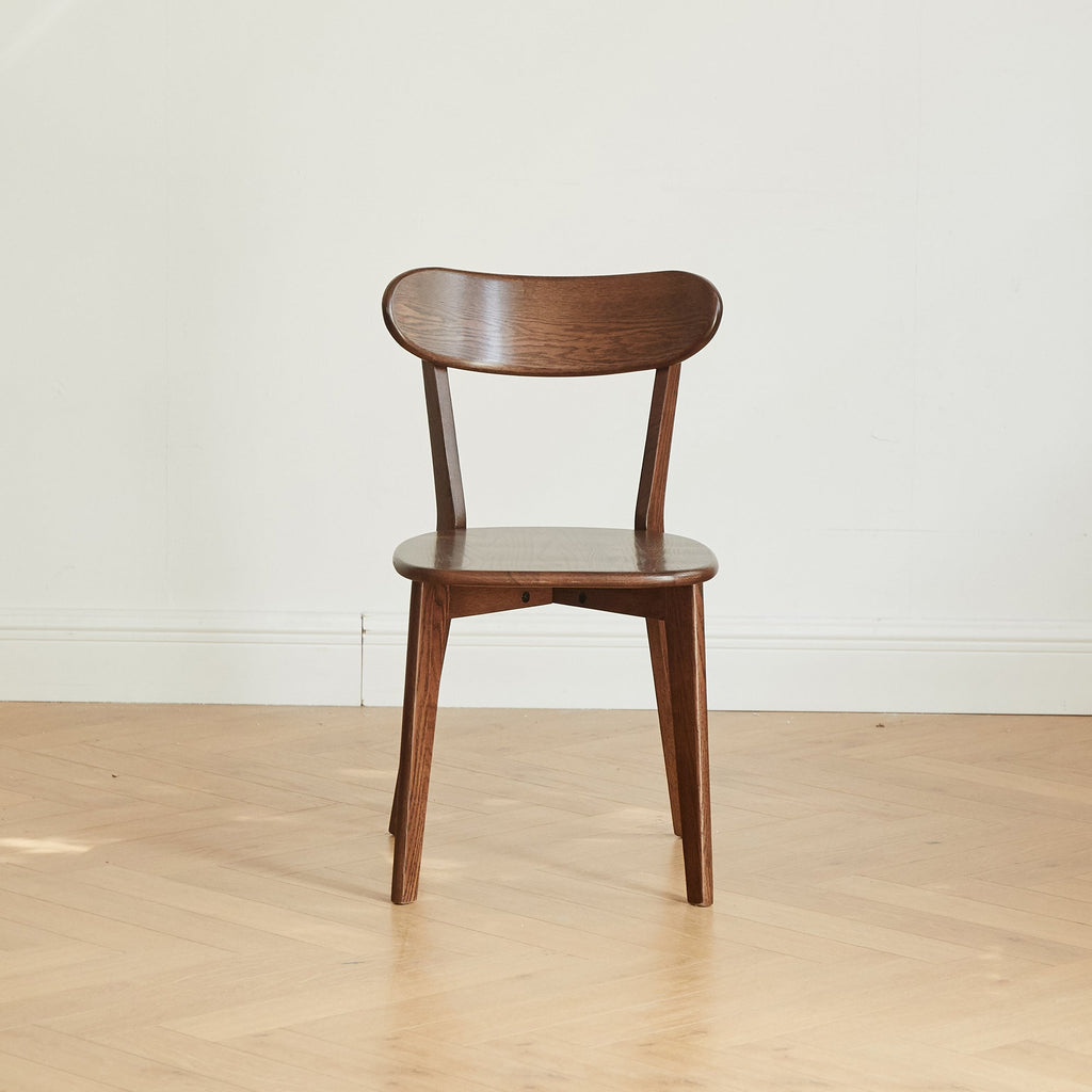 Natural Oak Dining Chair Set of 2 - Solid Wood, Walnut Finish, 46.5 * 54 * 80cm