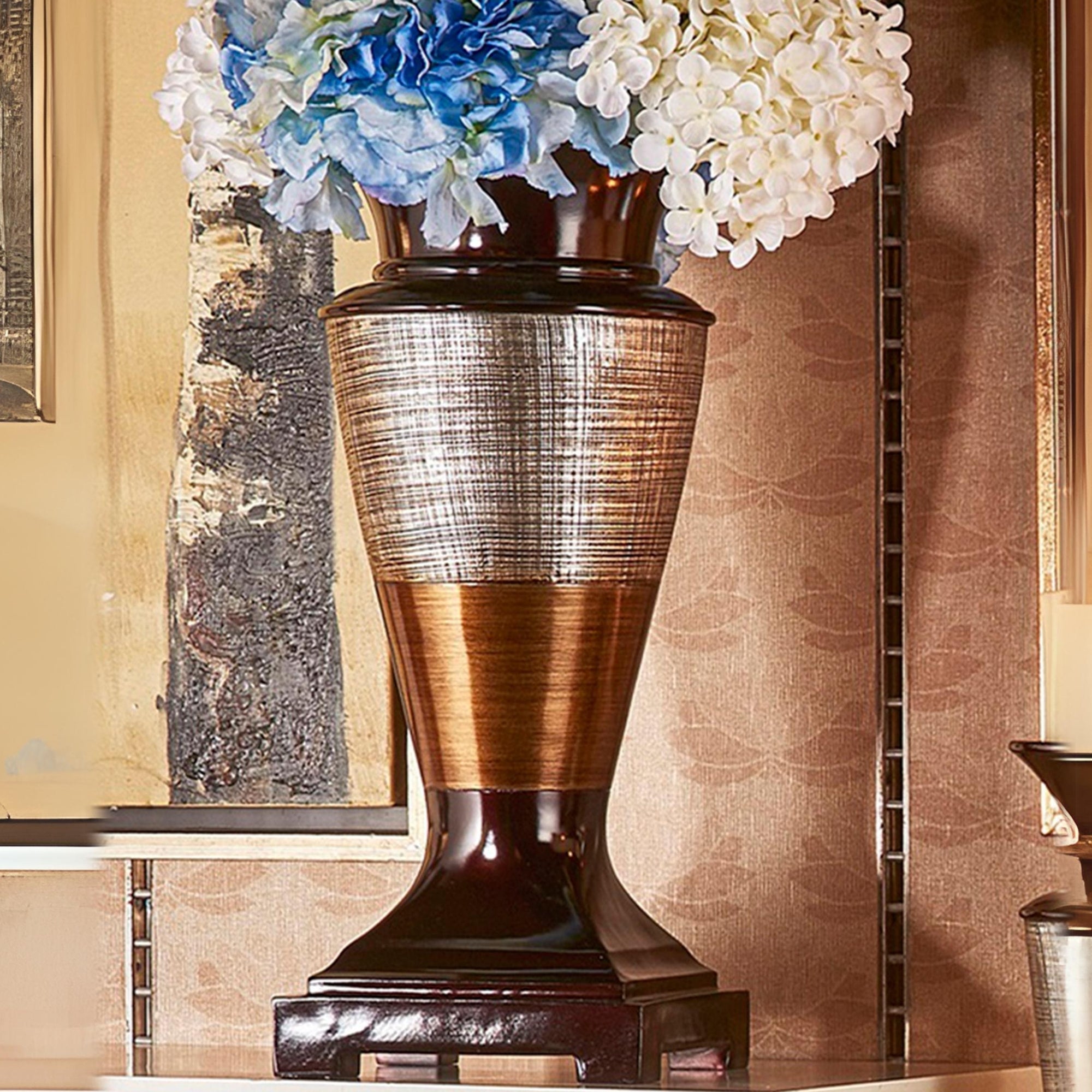 17.5" Tall Polyresin Decorative Vase "Naomi", Egyptian Design