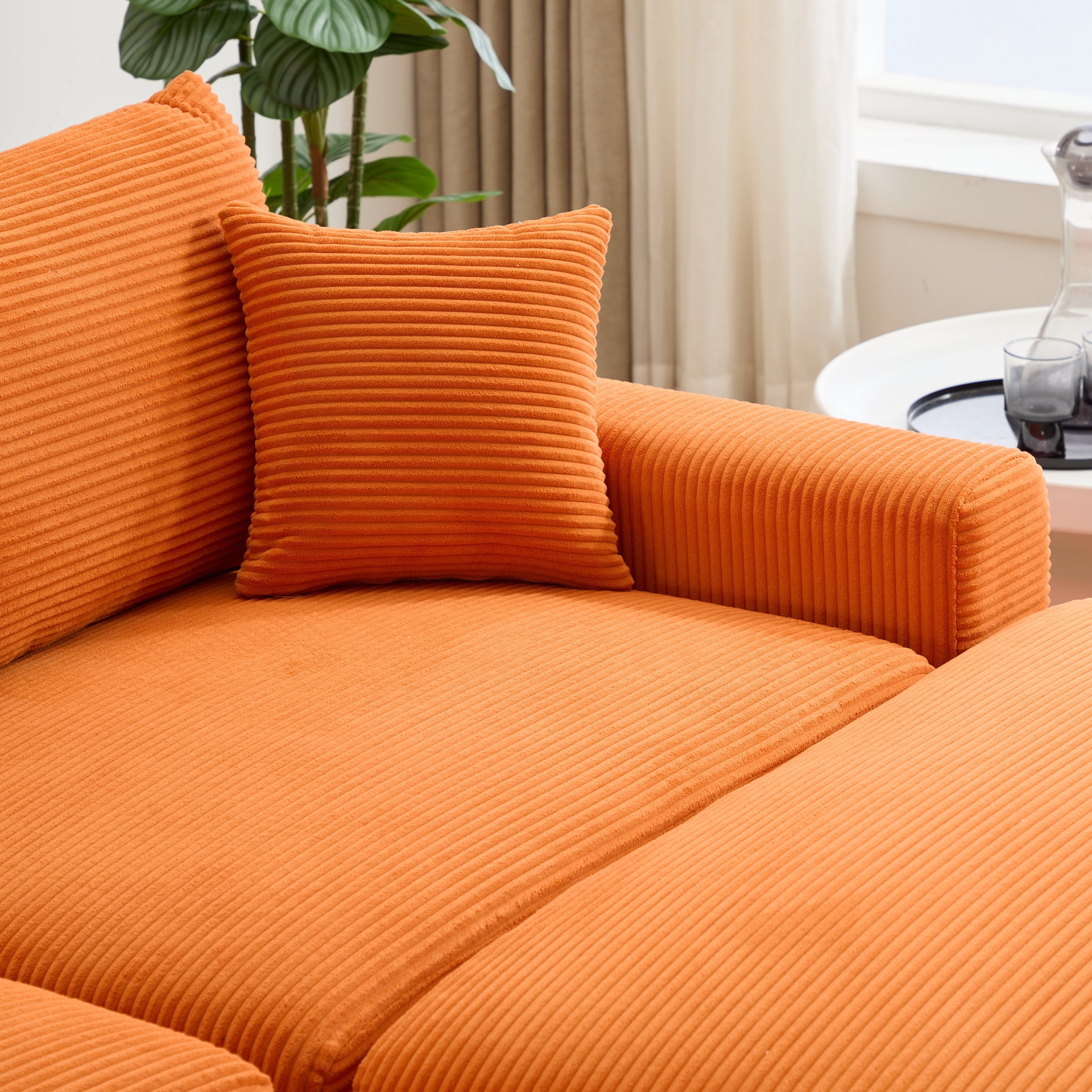 Modern Sectional Couch , 2 Pieces Corduroy Couch Cushion Covers , Soft Stretch Sofa Slipcovers with 2pcs Pillows