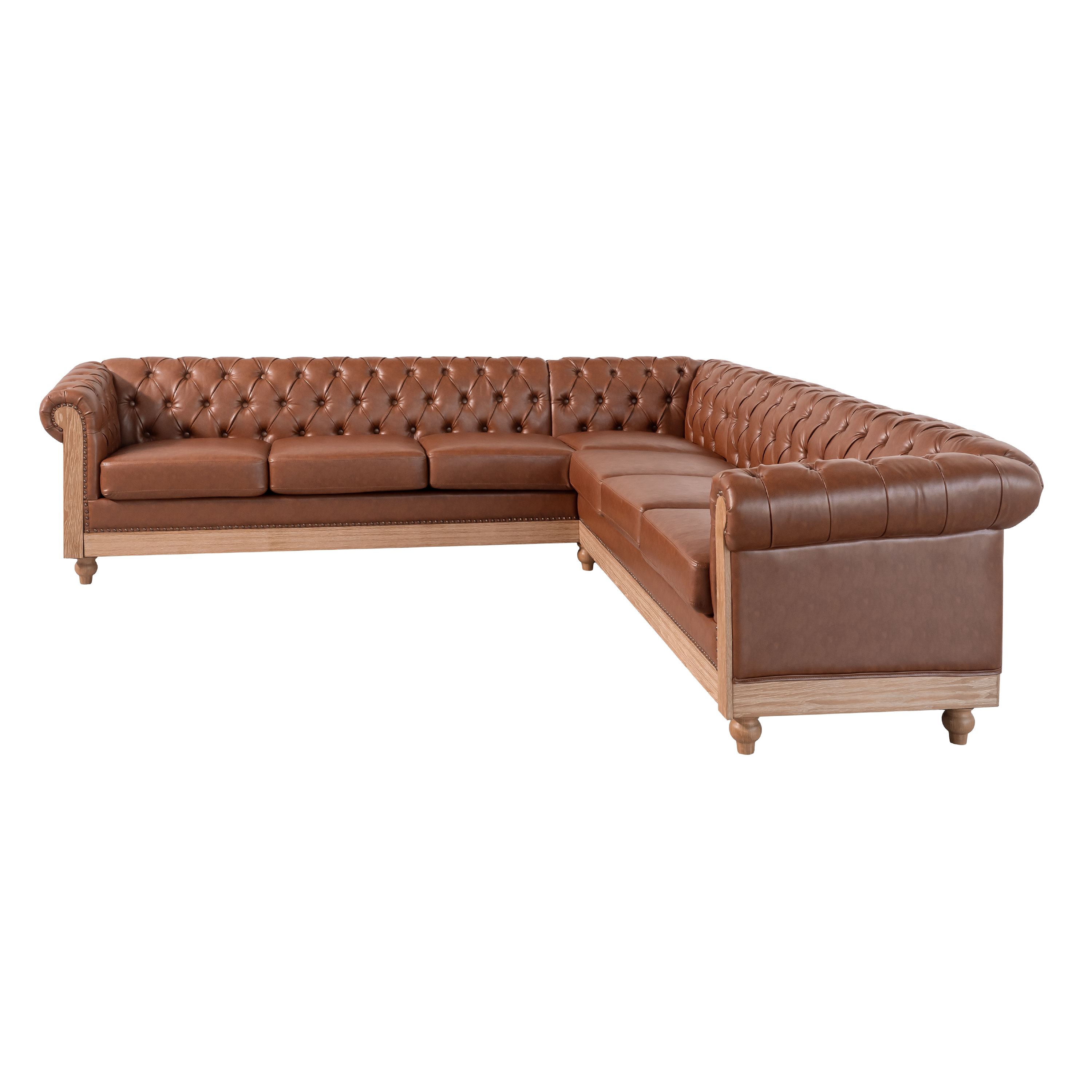 Mirod Comfy Large Sectional Sofa with Wooden Legs, Retro Style for Living Room