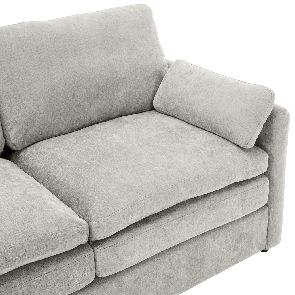 Cozy Upholstered Sofa Set Oversized Comfy Cloud Sofa Double Cushion Sofa Group Plush Cushion Sofa Couch for Living Room, Light Grey