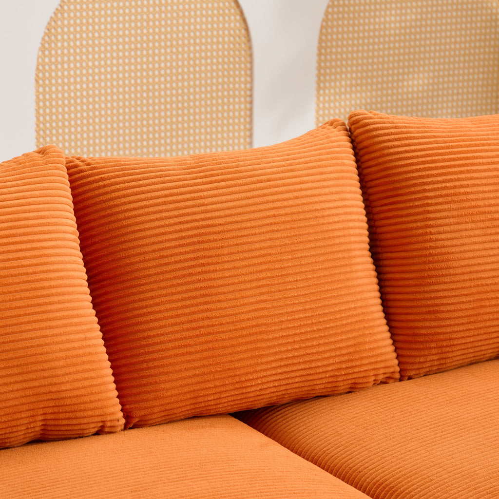 Modern Sectional Couch , 2 Pieces Corduroy Couch Cushion Covers , Soft Stretch Sofa Slipcovers with 2pcs Pillows