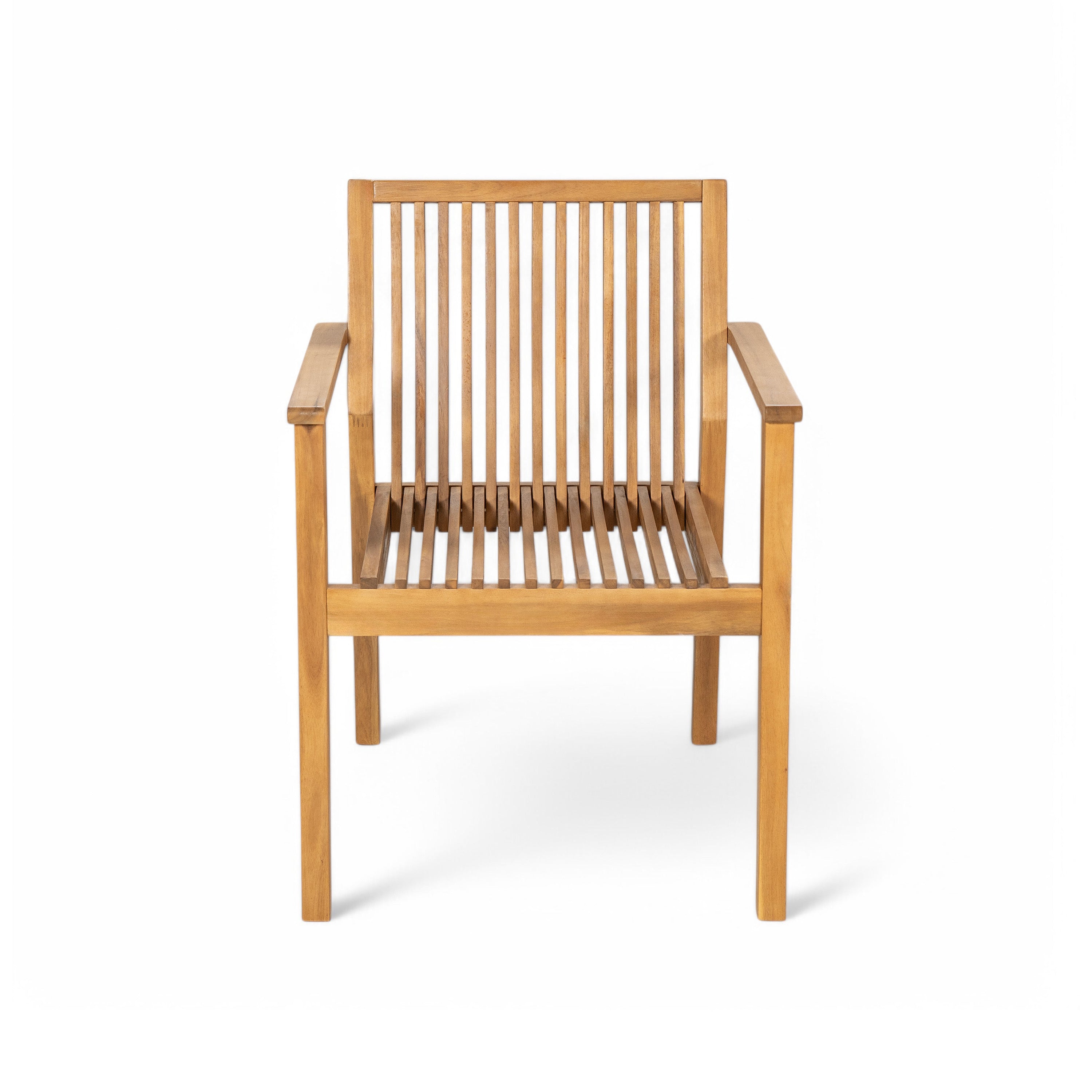 Durable 5 - Piece Patio Furniture Set Acacia Wood Table and 4 Heavy-Duty Cushioned Chairs, Natural