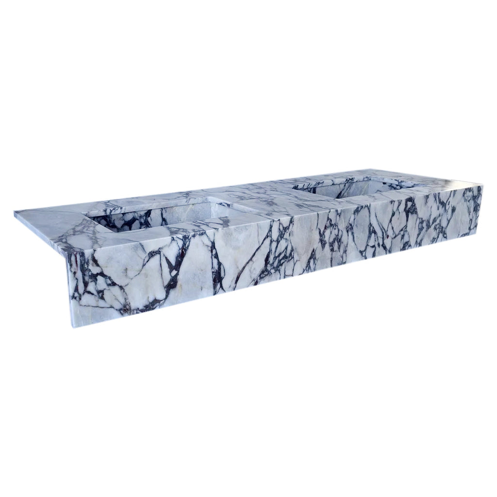 Calacatta Viola Marble Bathroom Double Sink Vanity (W)22" (L)67" (H)8"