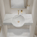 Carrara White Marble Above-vanity Wall-mount Bathroom Sink (W)16" (L)36"