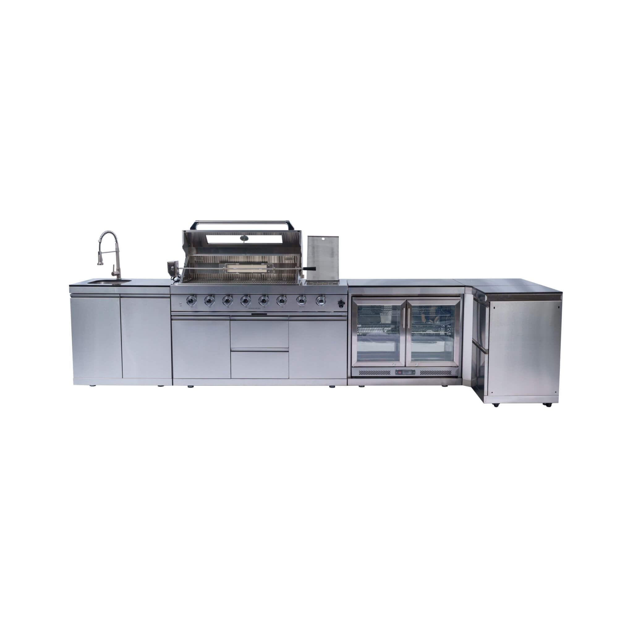 Castelle Flame 62-Inch 6-Burner Gas Outdoor Grill Island With Wine Cooler And Rotisserie (SAK31642)