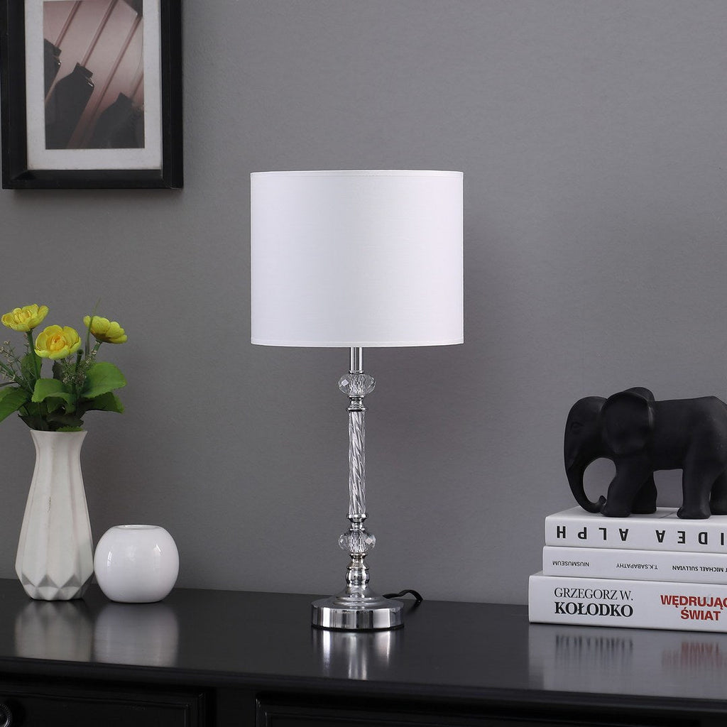 19.25' In Audrey Twisted Crystal Modern Silver Table Lamp