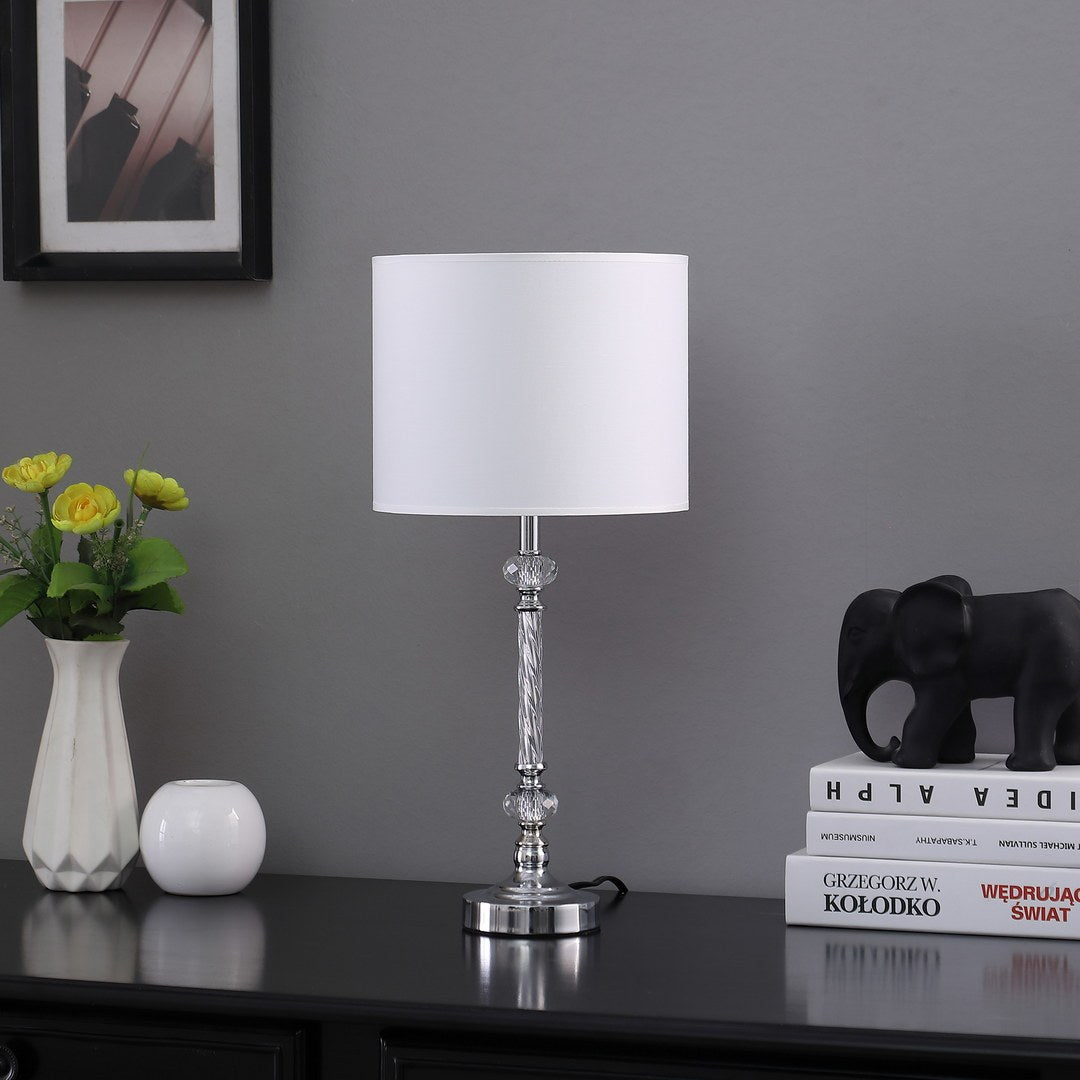 19.25' In Audrey Twisted Crystal Modern Silver Table Lamp