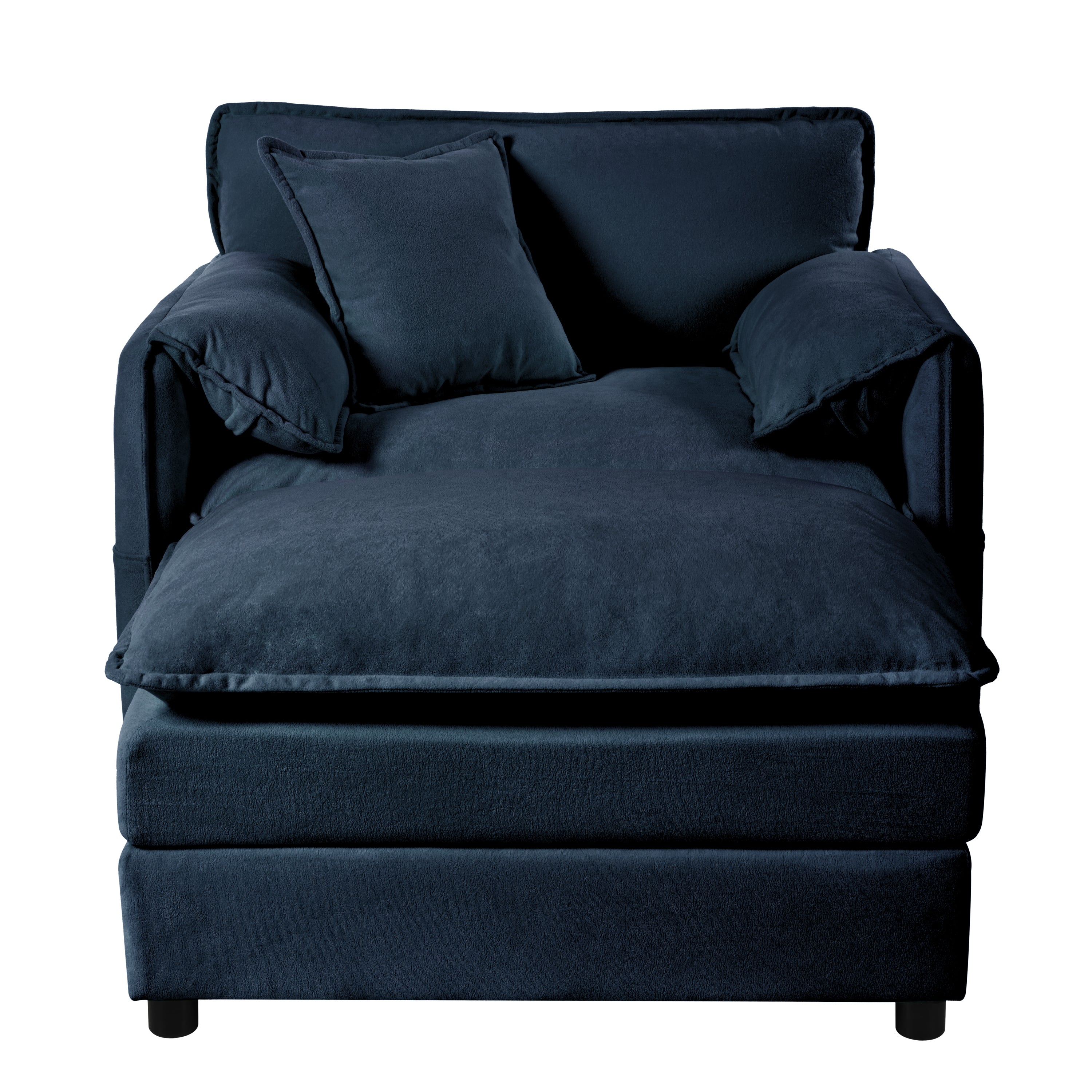 Oversized 57.48' Recliner Chair with Movable Ottoman - Soft Chenille Upholstered Indoor Lounge Chair for Living Room or Bedroom,DIY Combination,Blue
