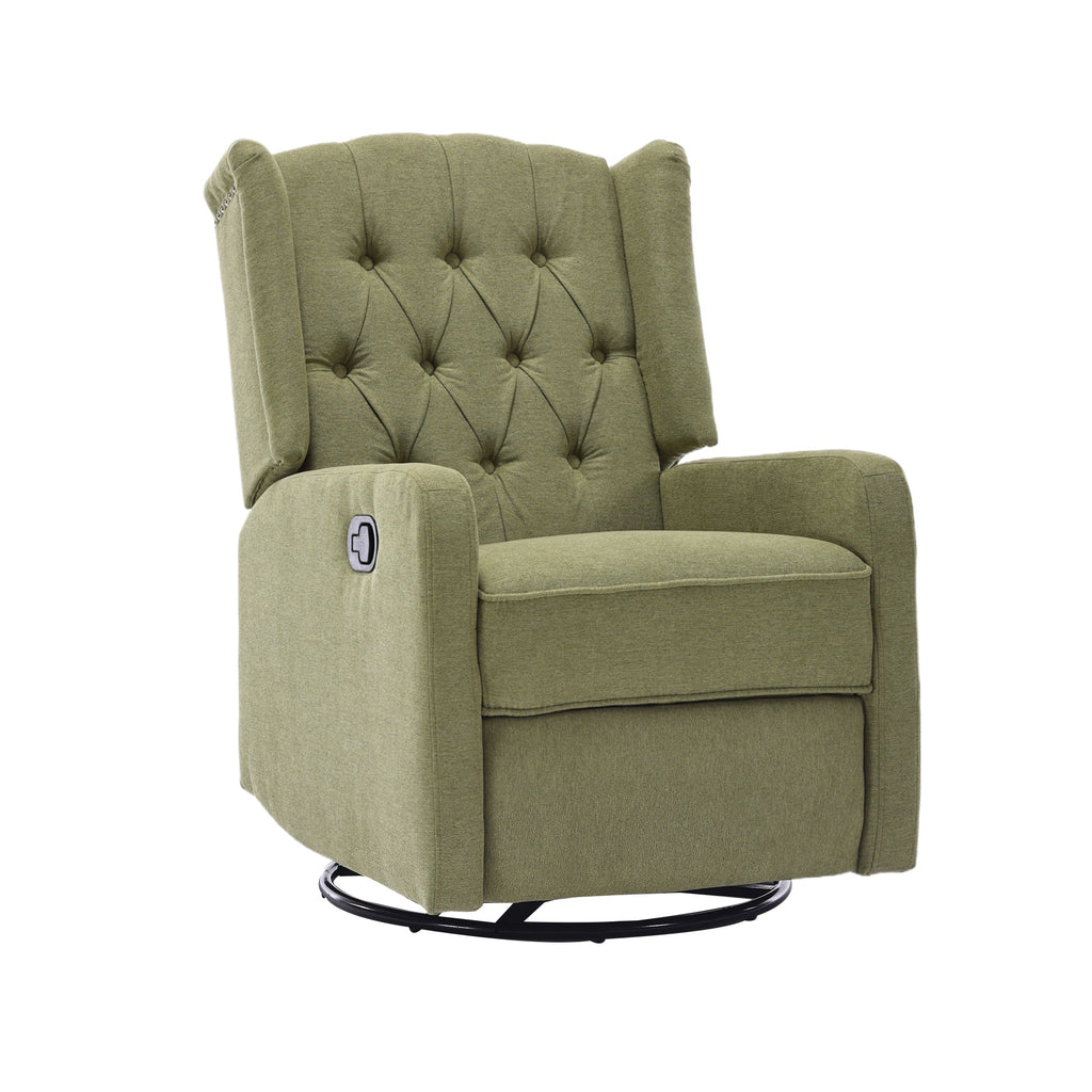 COOLMORE Rocking Recliner Chair,360 Degree Swivel Nursery Rocking Chair,Glider Chair,Modern Small Rocking Swivel Recliner Chair for Bedroom,Living Room Chair Home Theater Seat (Ovive Green)