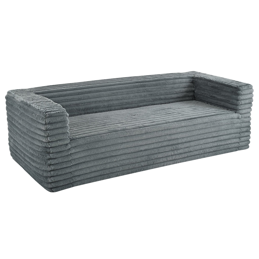 89" Modern Corduroy Couch, 3 Seats Plush Sofa with Squared Arm,Luxury Comfy Seat Super Soft Couches for Living Room,Small Space,Office,Apartment,No Assembly Required