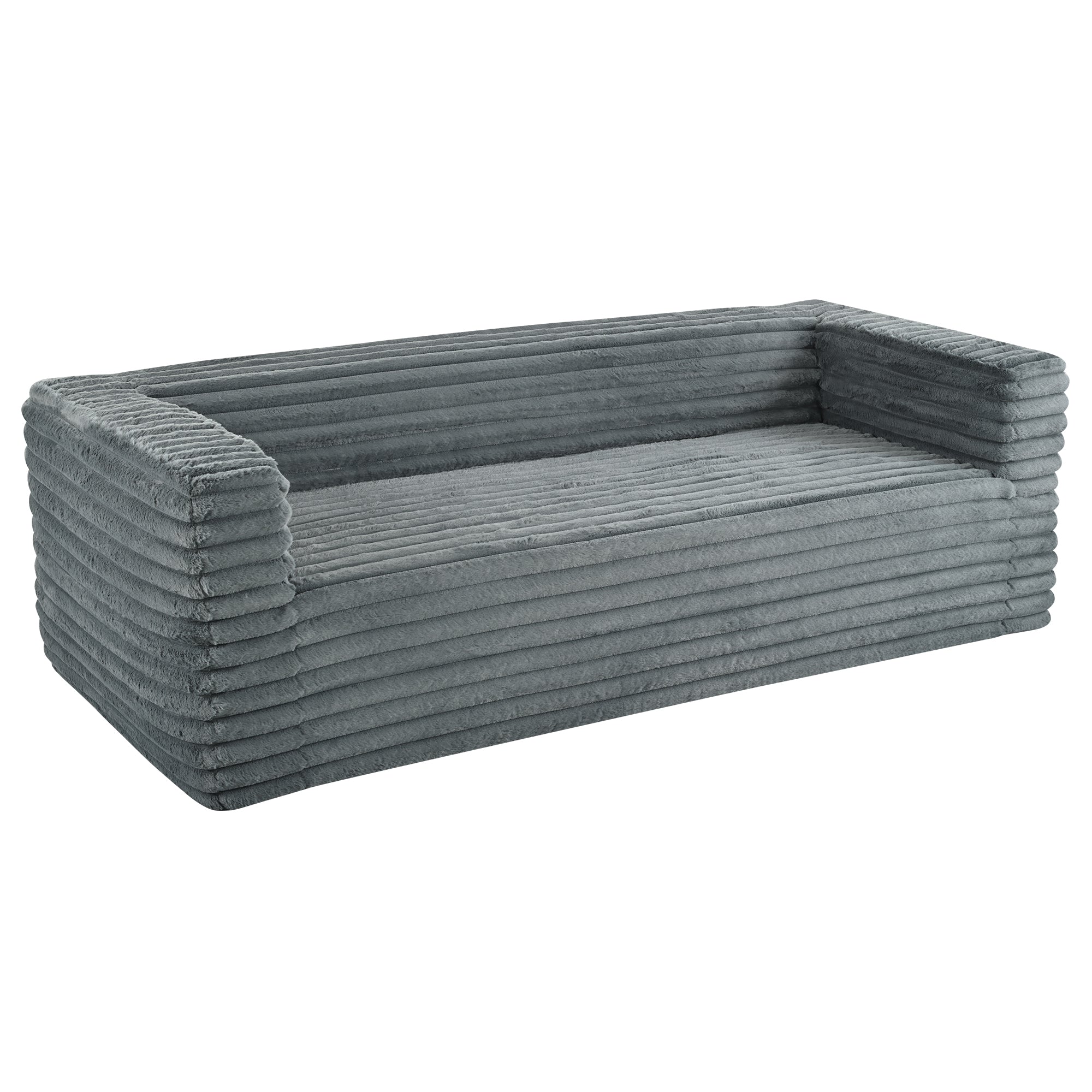 89" Modern Corduroy Couch, 3 Seats Plush Sofa with Squared Arm,Luxury Comfy Seat Super Soft Couches for Living Room,Small Space,Office,Apartment,No Assembly Required