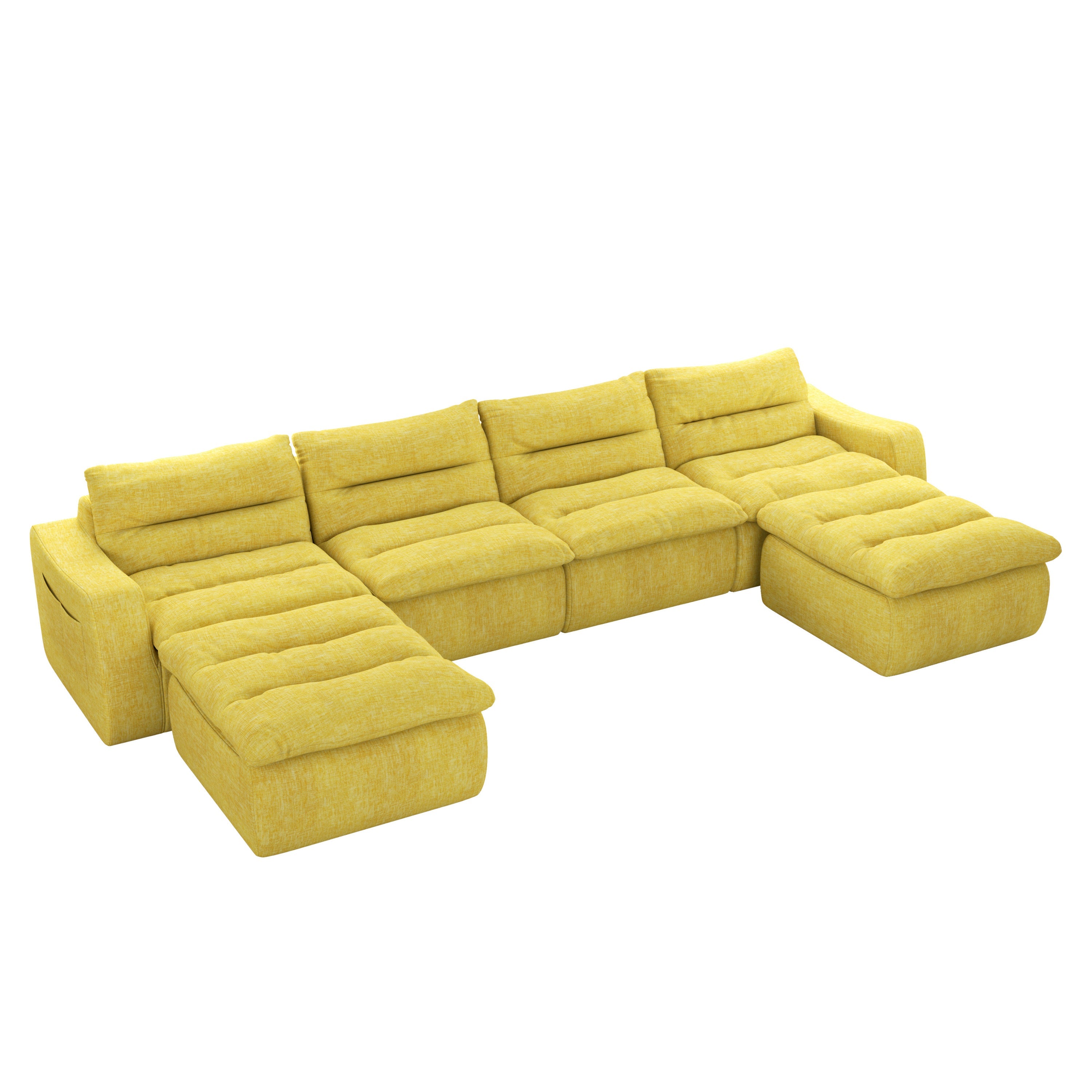 Compression combined sofa, modern lazy style combined sofa, comfortable beanbag sofa, can be combined at will, no need to assemble, suitable for living room-Yellow