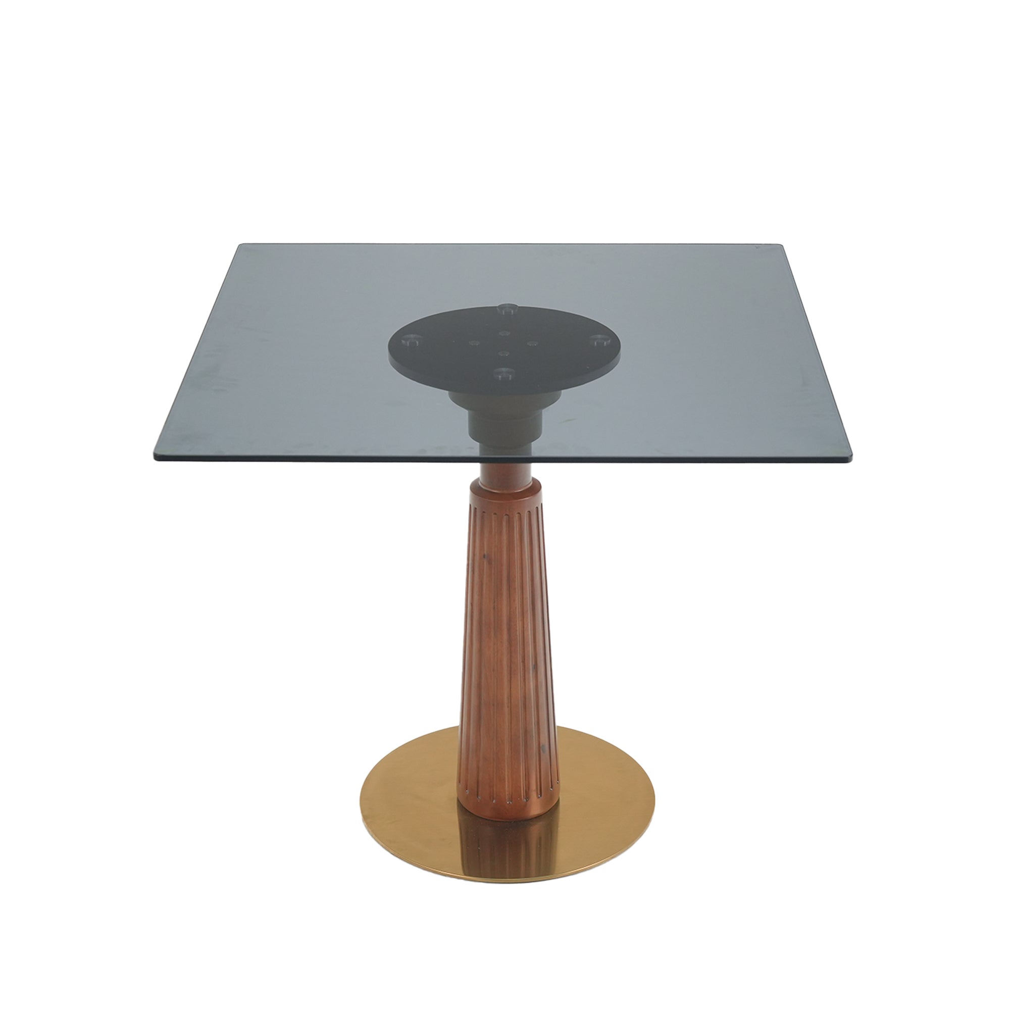 Modern Square Dining Table, 33.5' Tempered Glass Table with Wooden Leg & Gold Base, 2 - Person Kitchen Table for Small Space, 150lbs Weight Capacity(Only the Negotiation Table)