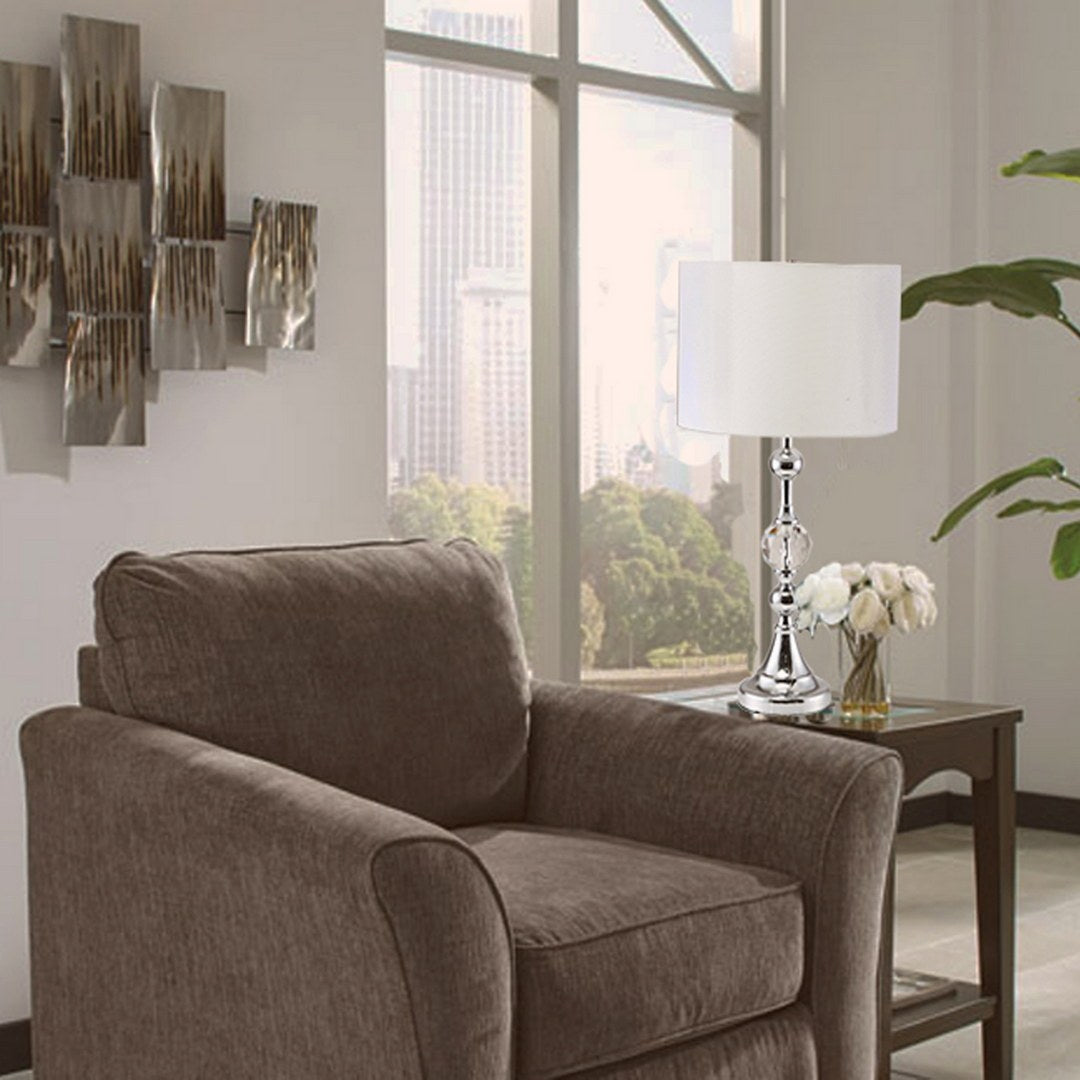 29.5' Tall Metal Table Lamp' Leona' with Chrome finish and Crystal Accents